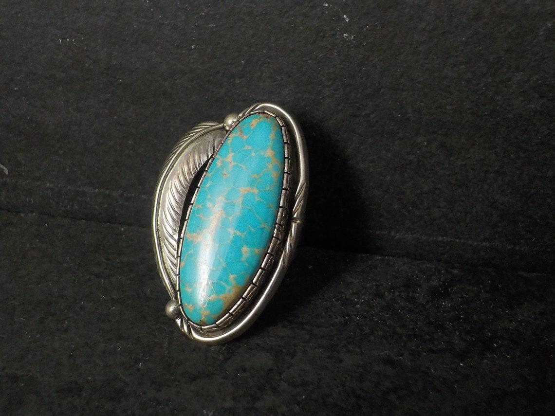 Native American Large Navajo Turquoise Ring Fred Guerro For Sale
