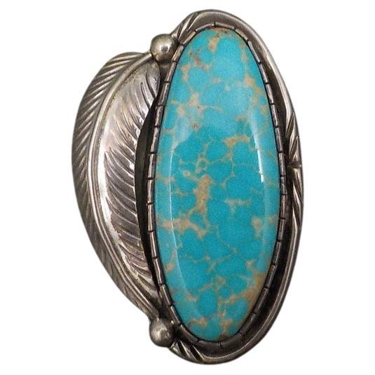 Large Navajo Turquoise Ring Fred Guerro For Sale