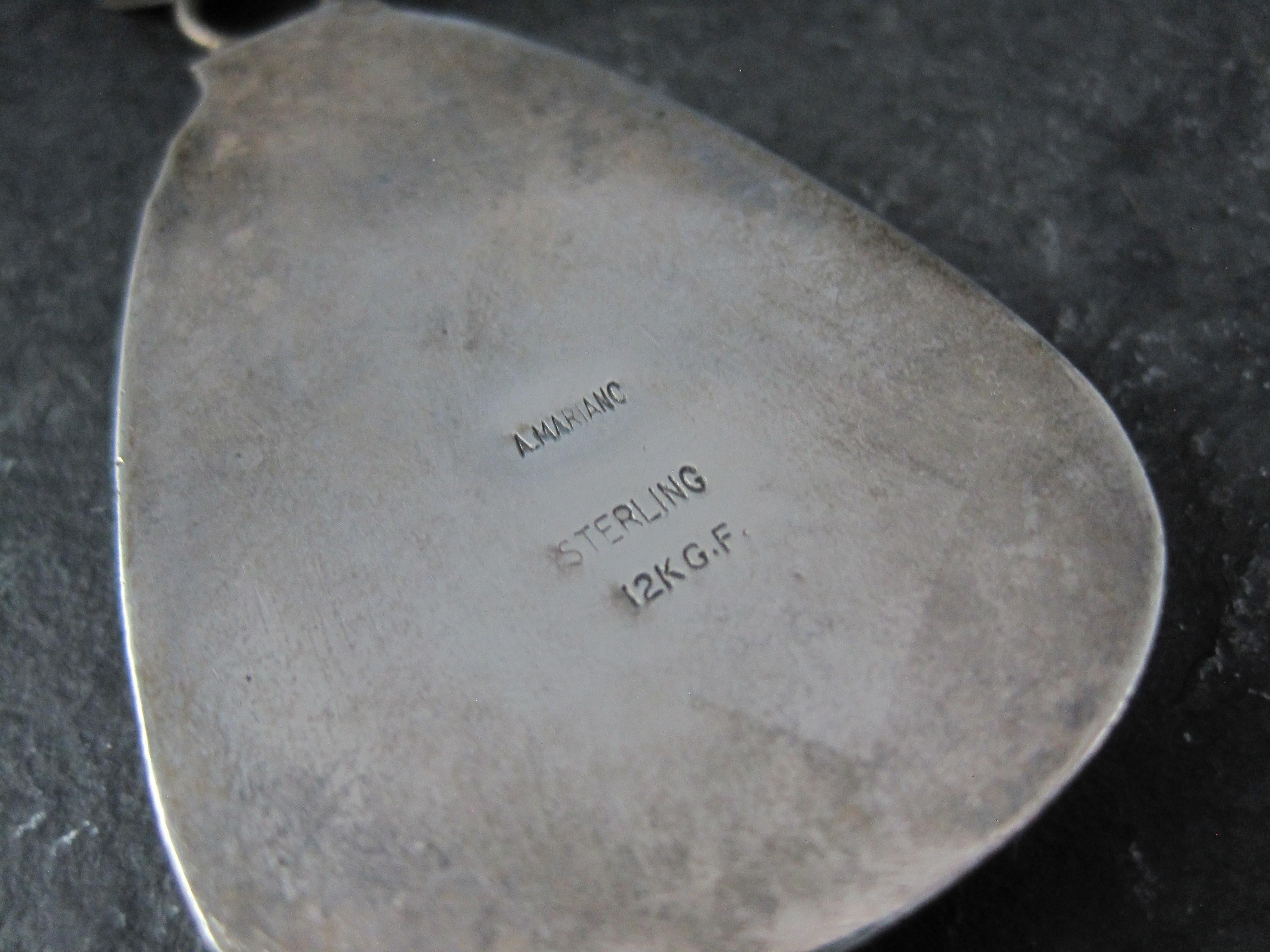 Grande ciondolo Navajo a forma di tartaruga e serpente in argento e oro 12 carati in vendita 6