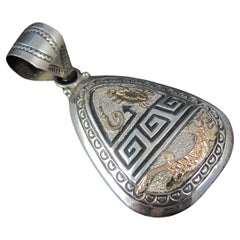 Large Navajo Turtle Lizard Snake Pendant Sterling Silver & 12K Gold Filled