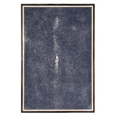 Large Navy Blue Shagreen and Macassar Ebony Box with Bone Inlay