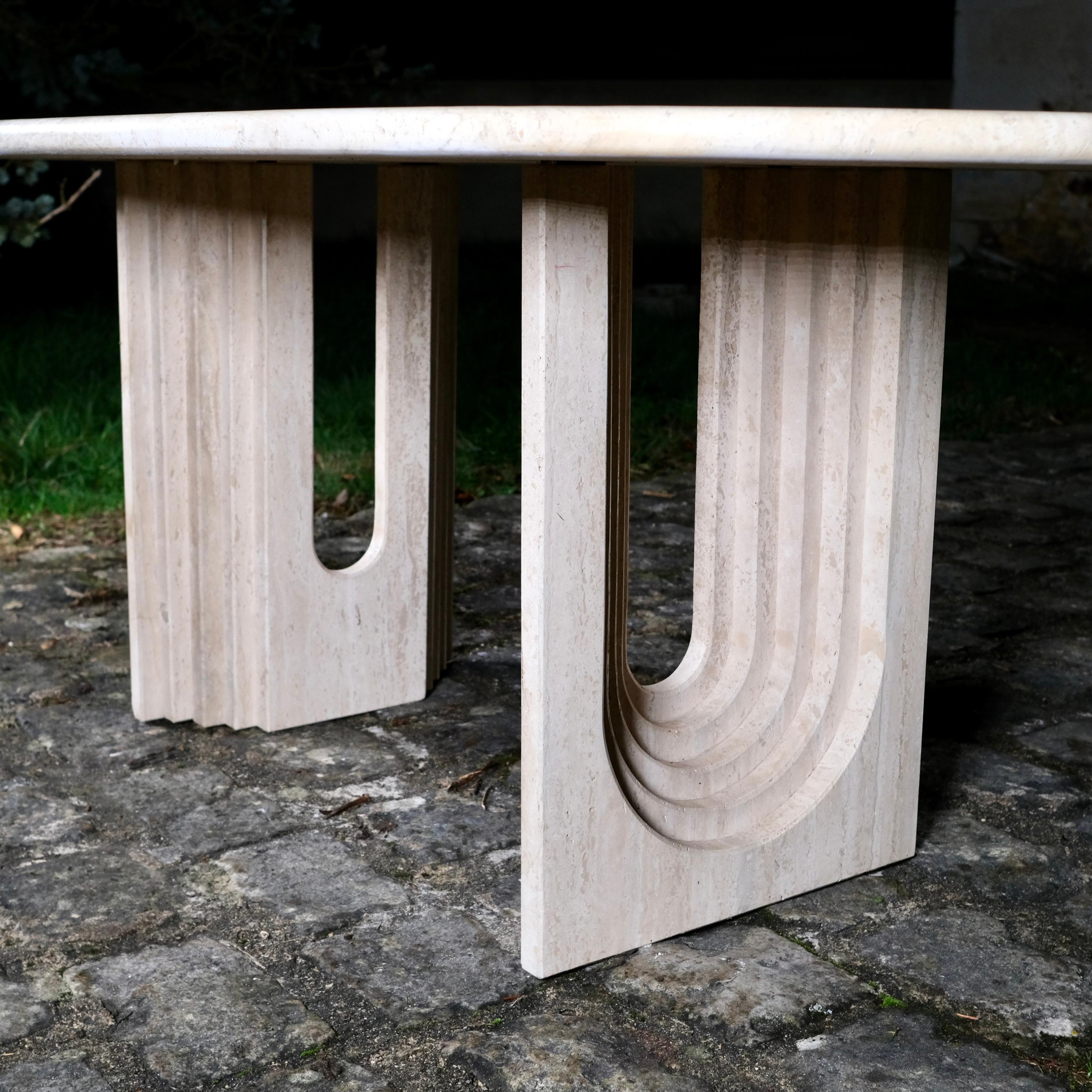 Grande table en travertin Naxos de Modus Studio pour Cattelan Italia, 1988 3