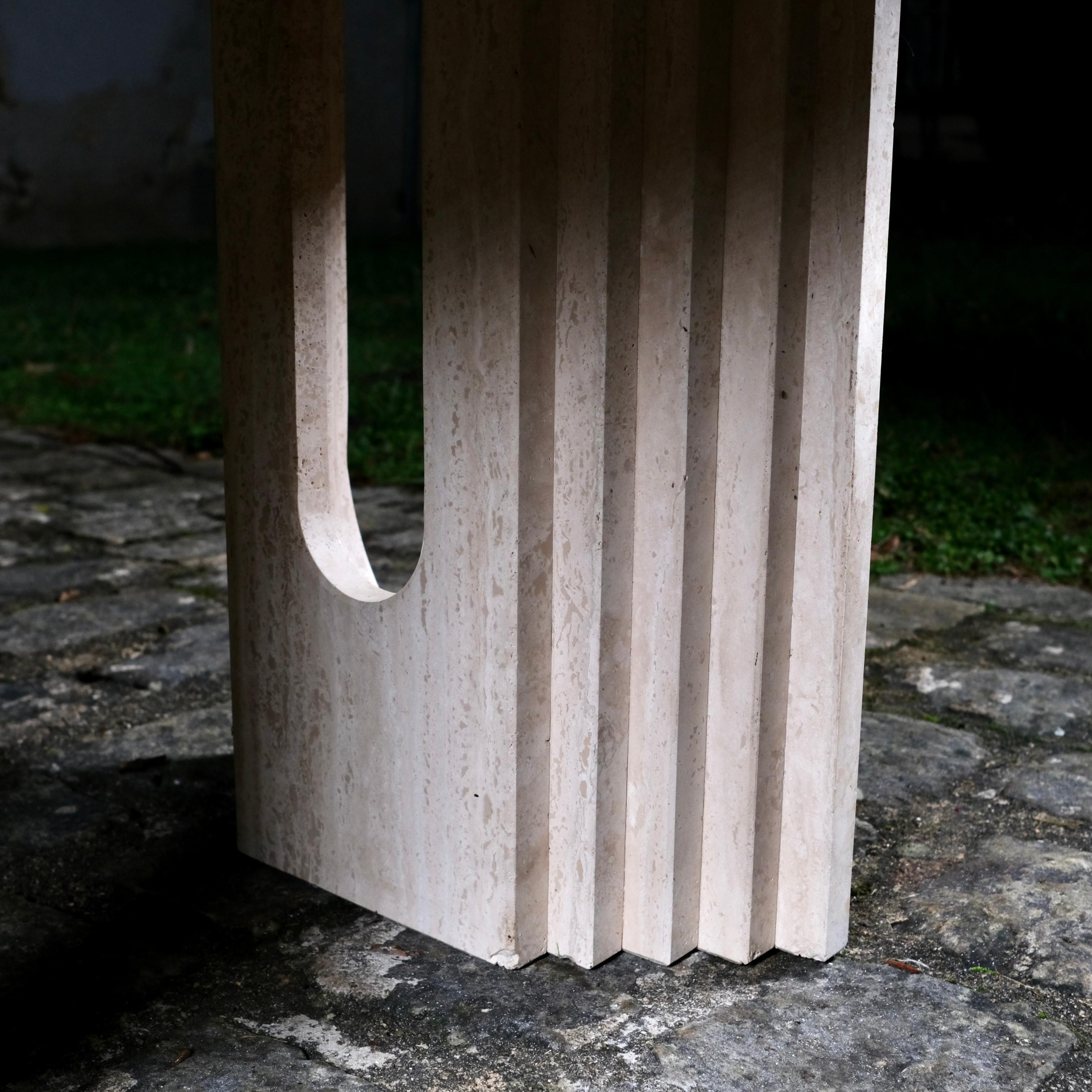 Grande table en travertin Naxos de Modus Studio pour Cattelan Italia, 1988 5