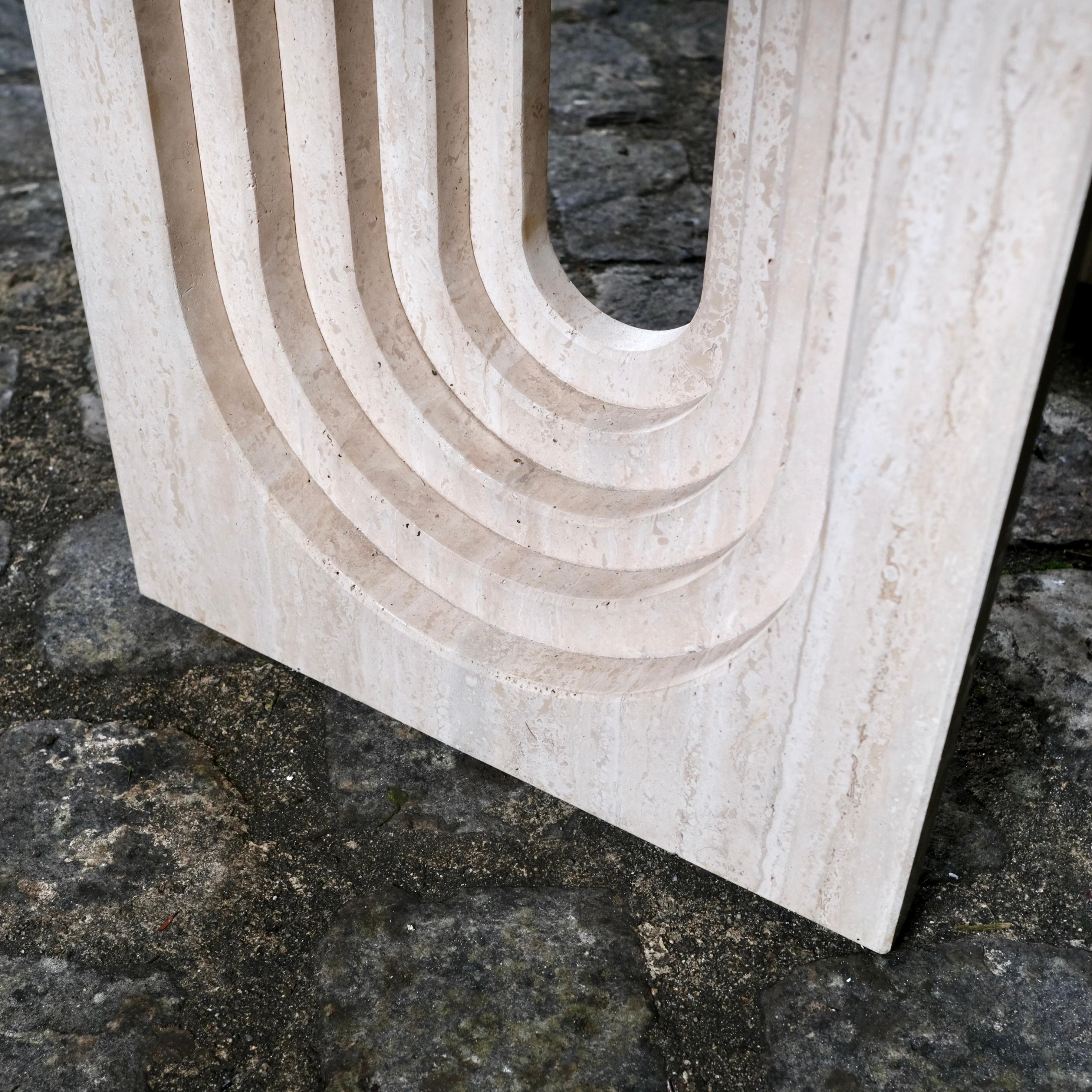 Grande table en travertin Naxos de Modus Studio pour Cattelan Italia, 1988 7