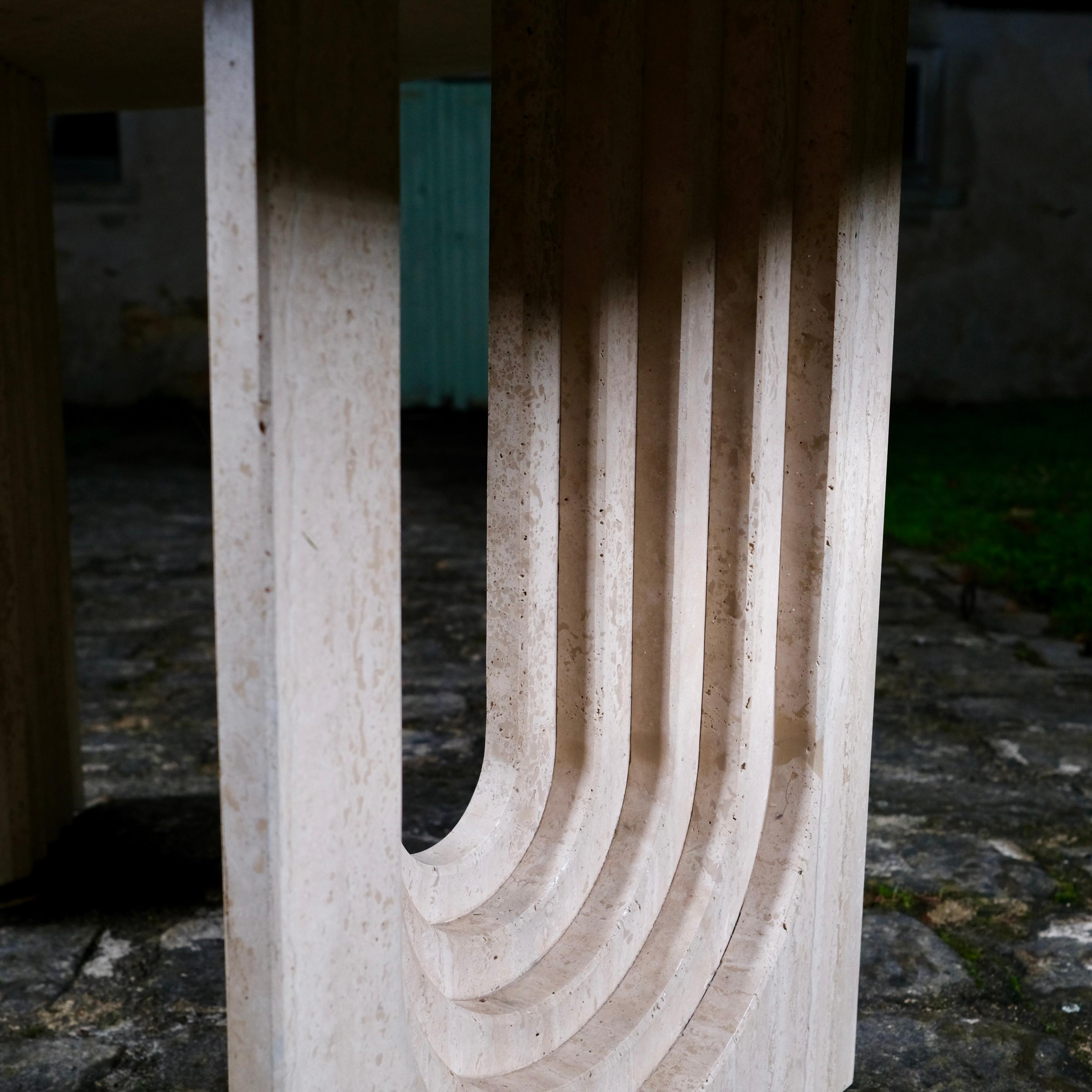 Grande table en travertin Naxos de Modus Studio pour Cattelan Italia, 1988 8