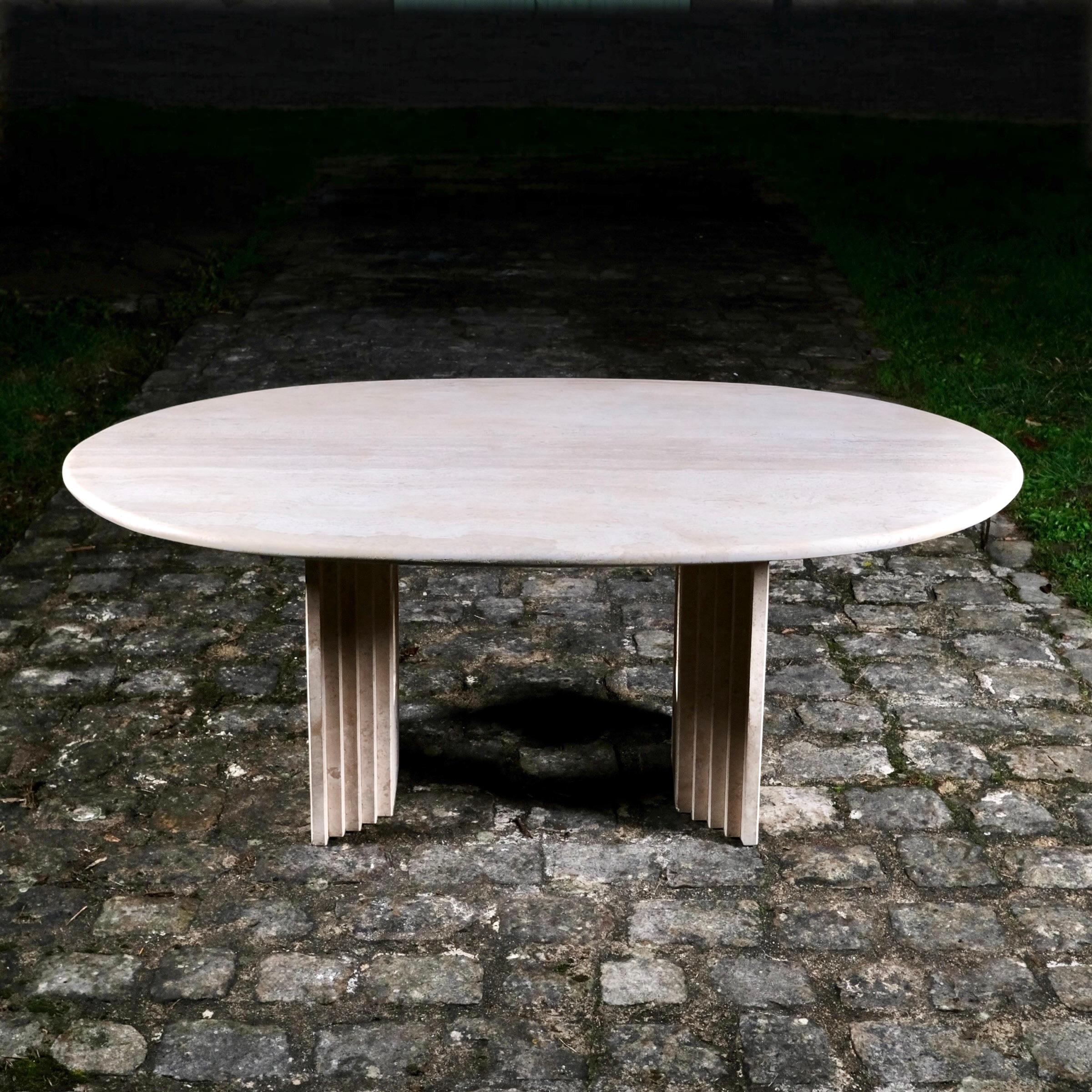 Mid-Century Modern Grande table en travertin Naxos de Modus Studio pour Cattelan Italia, 1988