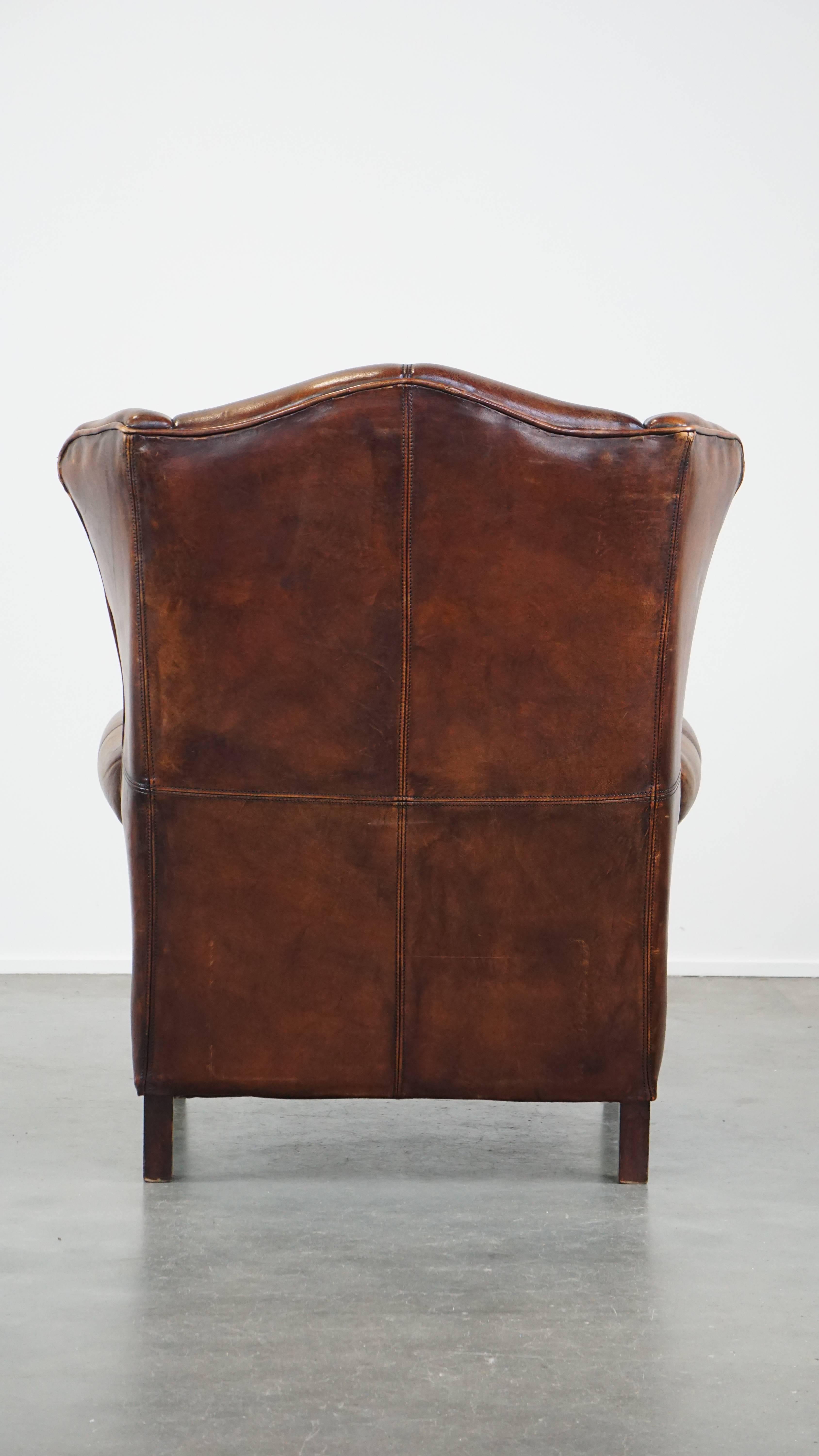 Hand-Crafted Large, neat sheepskin armchair with a beautiful design and beautiful colors For Sale