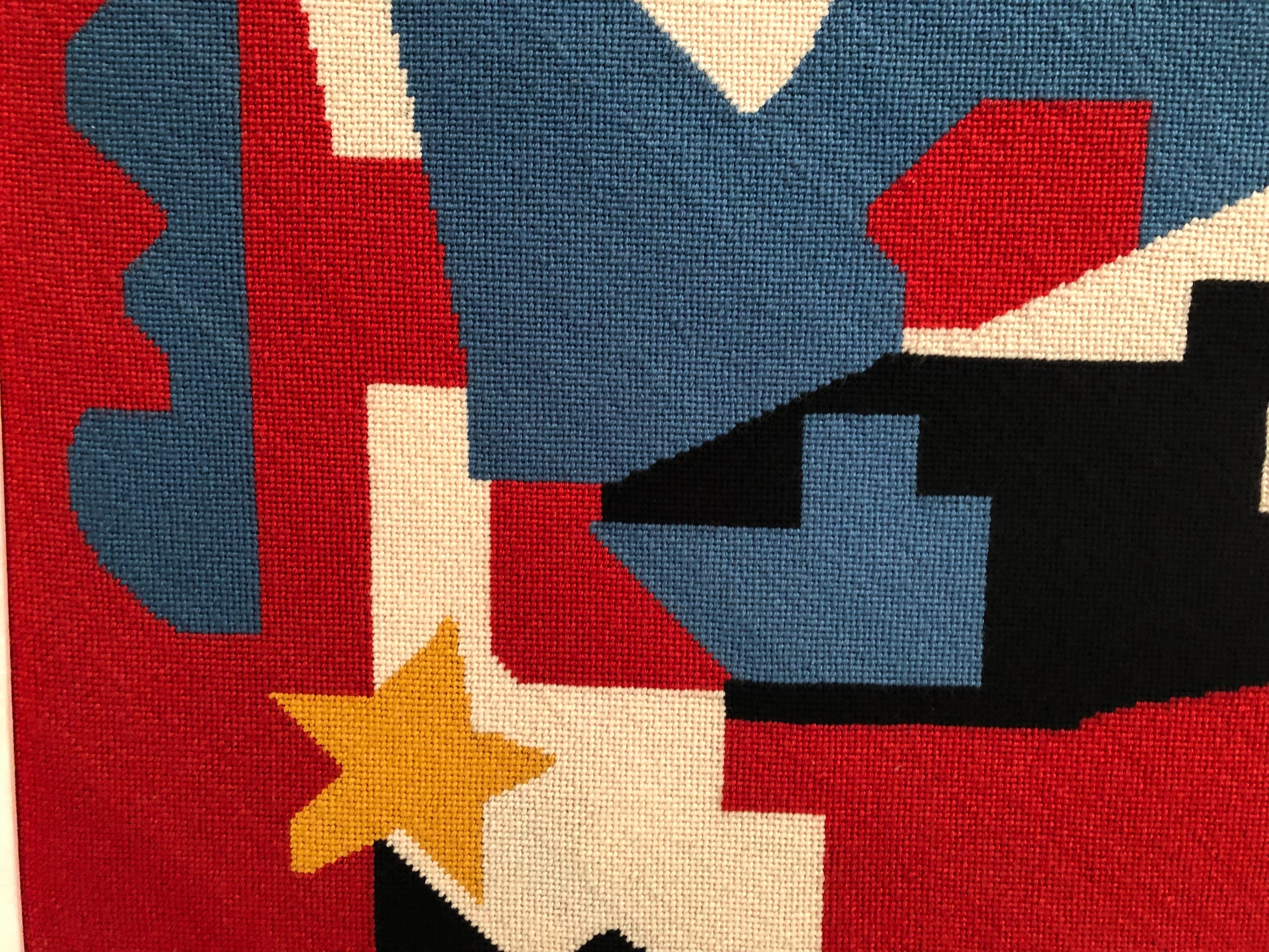 American Large Needlepoint Picture after Stuart Davis Colonial Cubism Painting