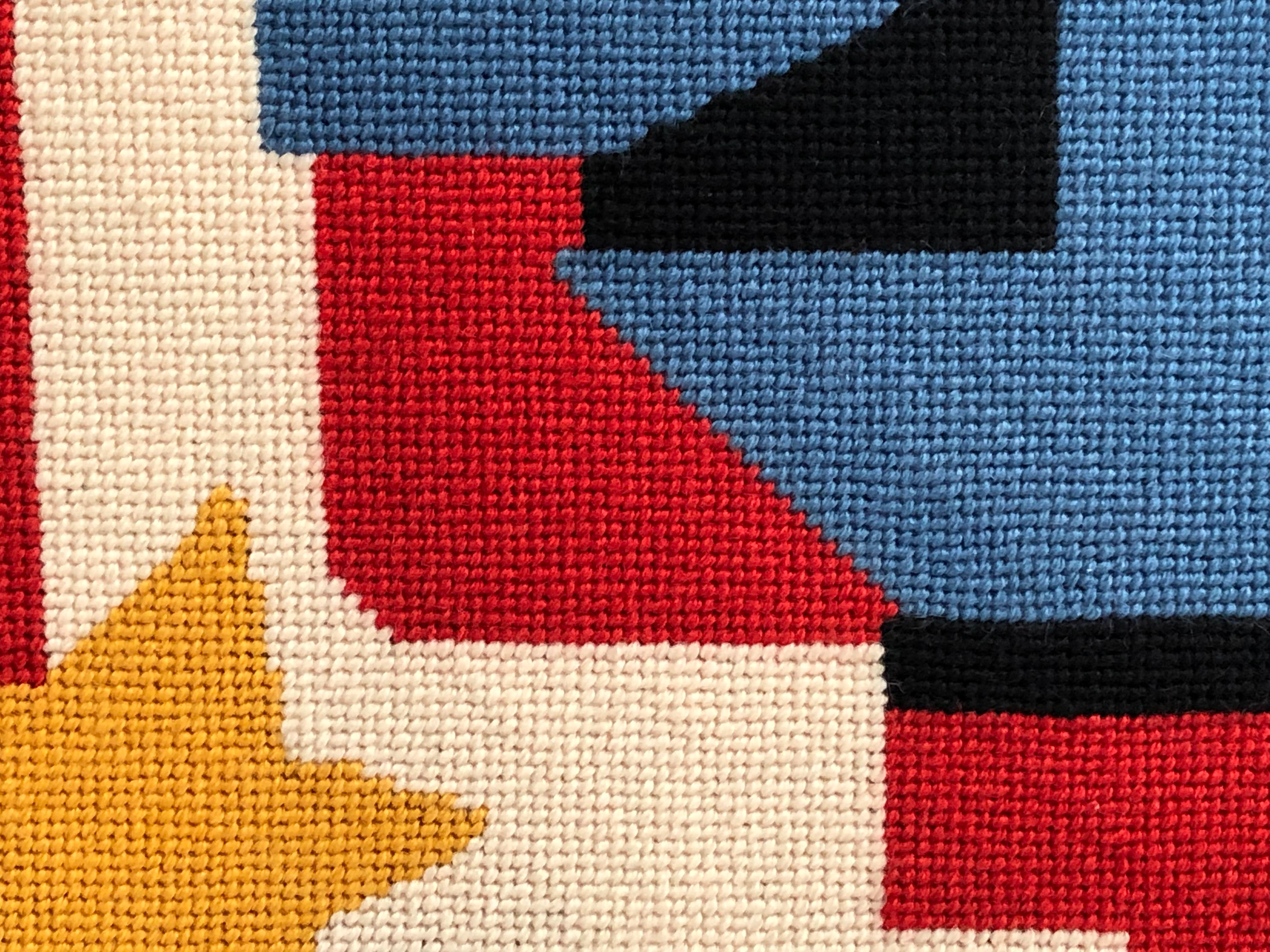 Painted Large Needlepoint Picture after Stuart Davis Colonial Cubism Painting