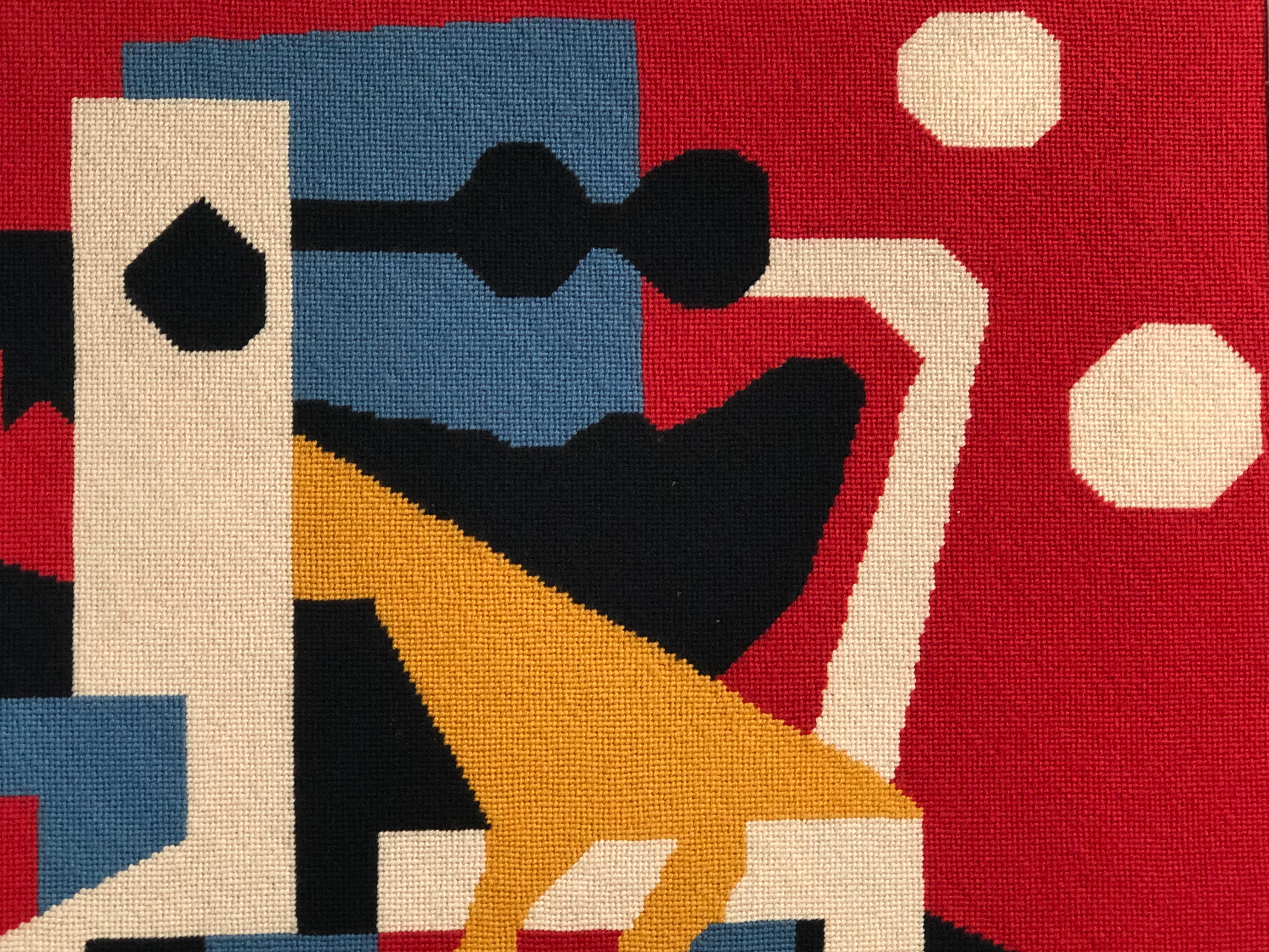 Wool Large Needlepoint Picture after Stuart Davis Colonial Cubism Painting