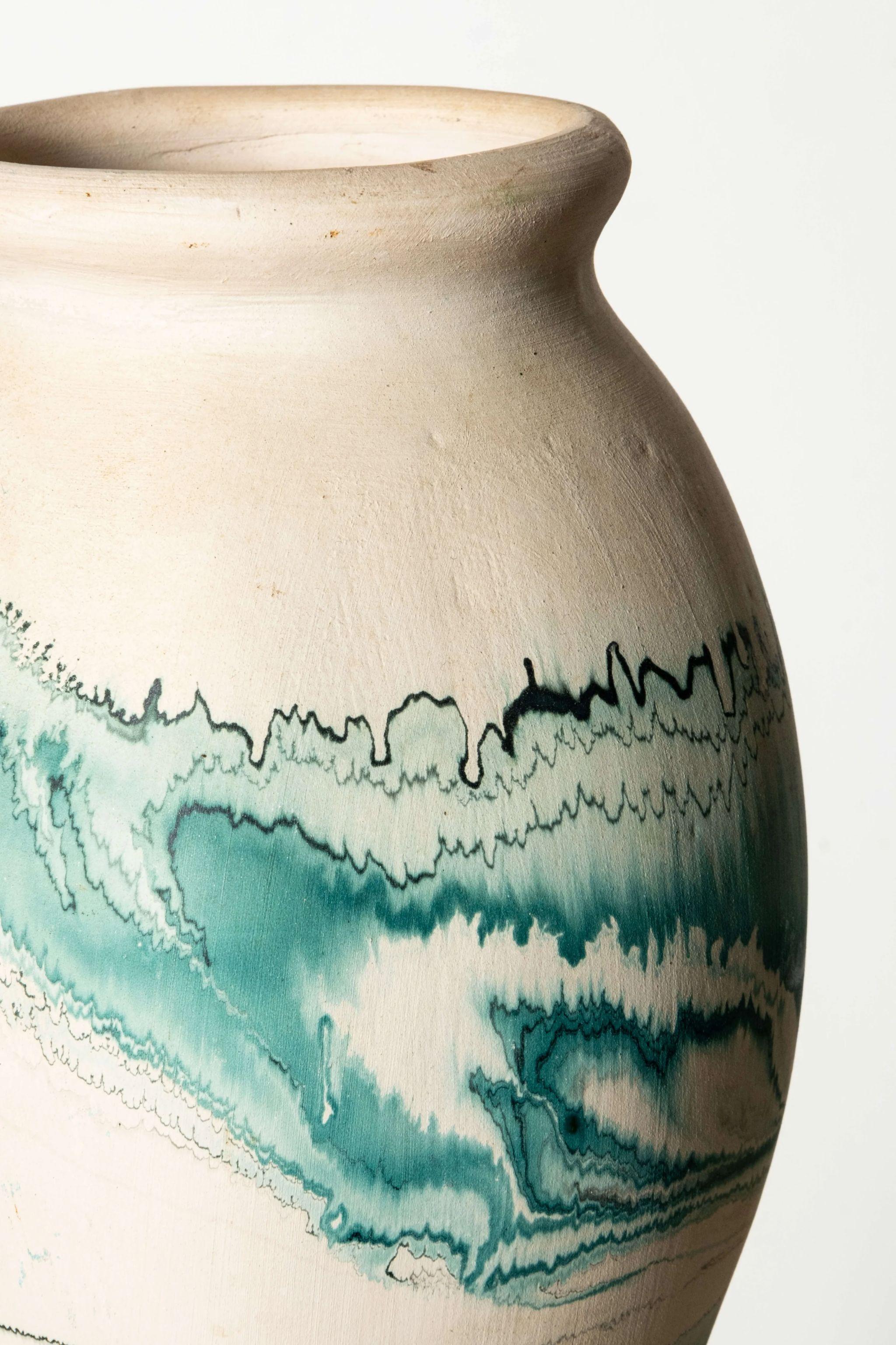 Post-Modern Nemadji Pottery Vase, Turquoise