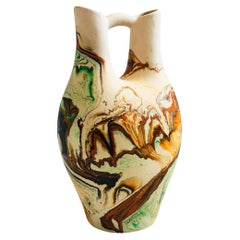Grand vase de mariage Nemadji Pottery - tourbillons multicolores