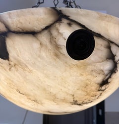Large Neo Classical Alabaster Chandelier with iron chains