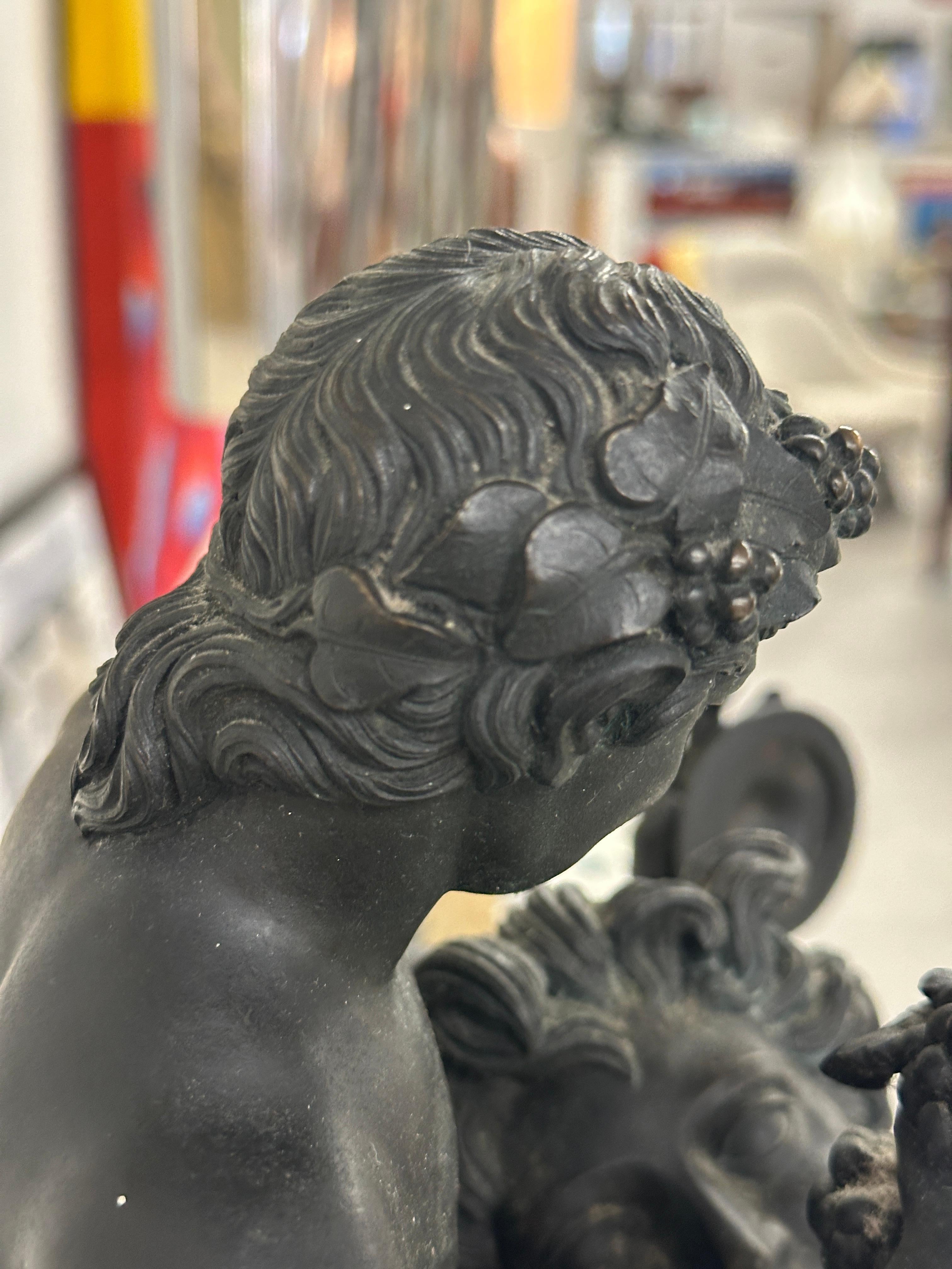 Large Neo Classical Grand Tour Bronze of Satyr and infant Dionysus Bacchus For Sale 4