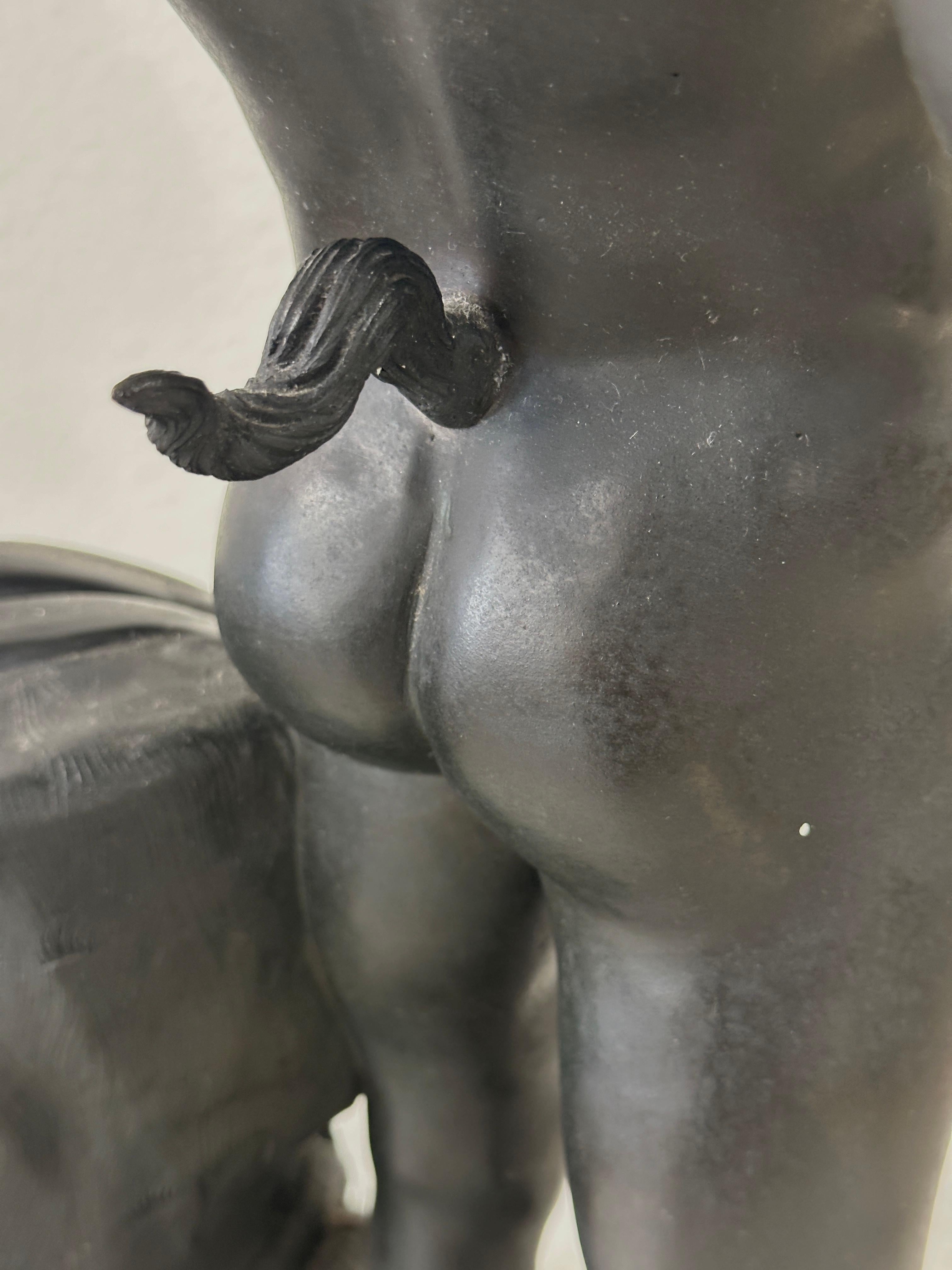 Large Neo Classical Grand Tour Bronze of Satyr and infant Dionysus Bacchus For Sale 7