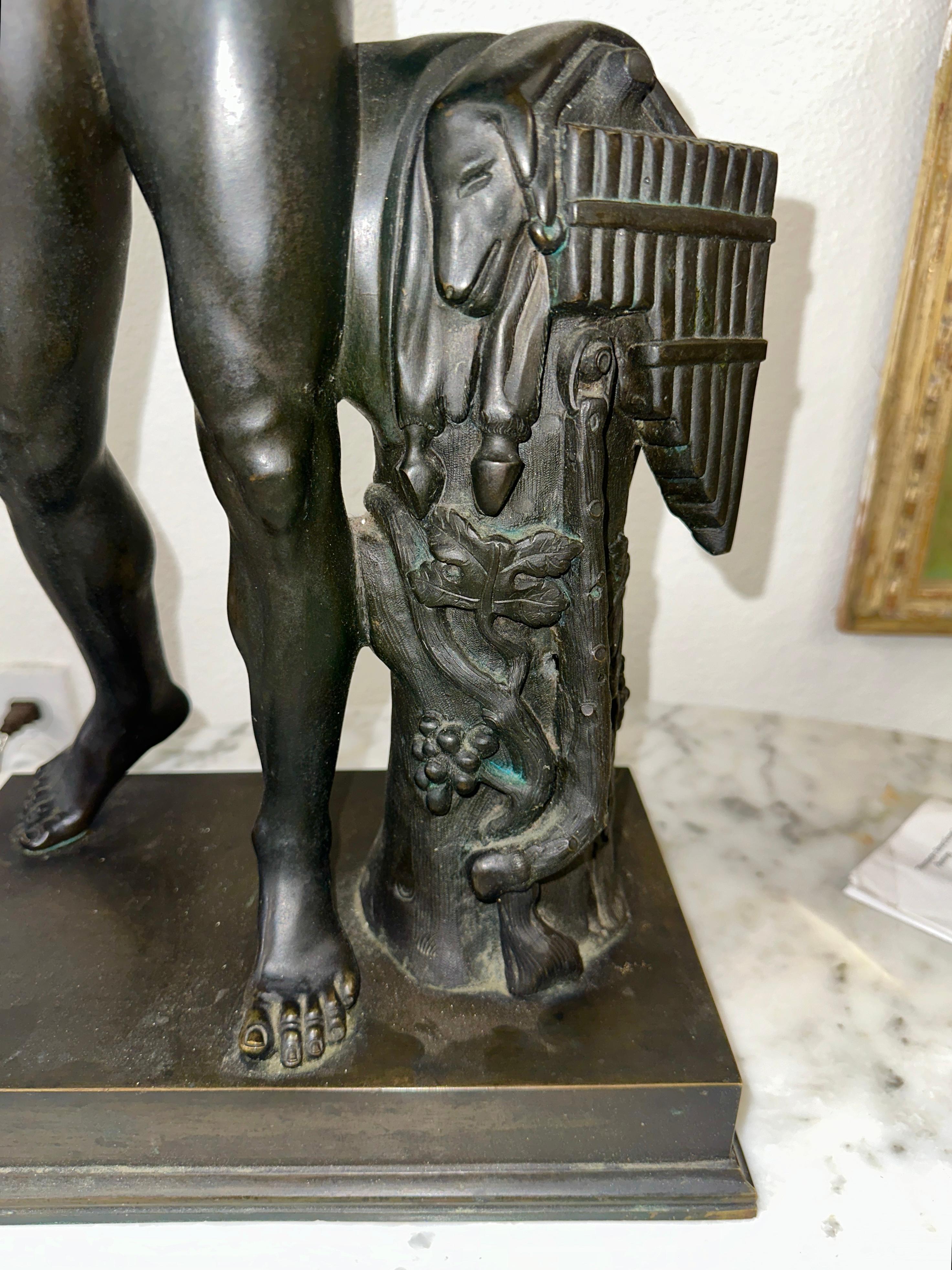 Italian Large Neo Classical Grand Tour Bronze of Satyr and infant Dionysus Bacchus For Sale