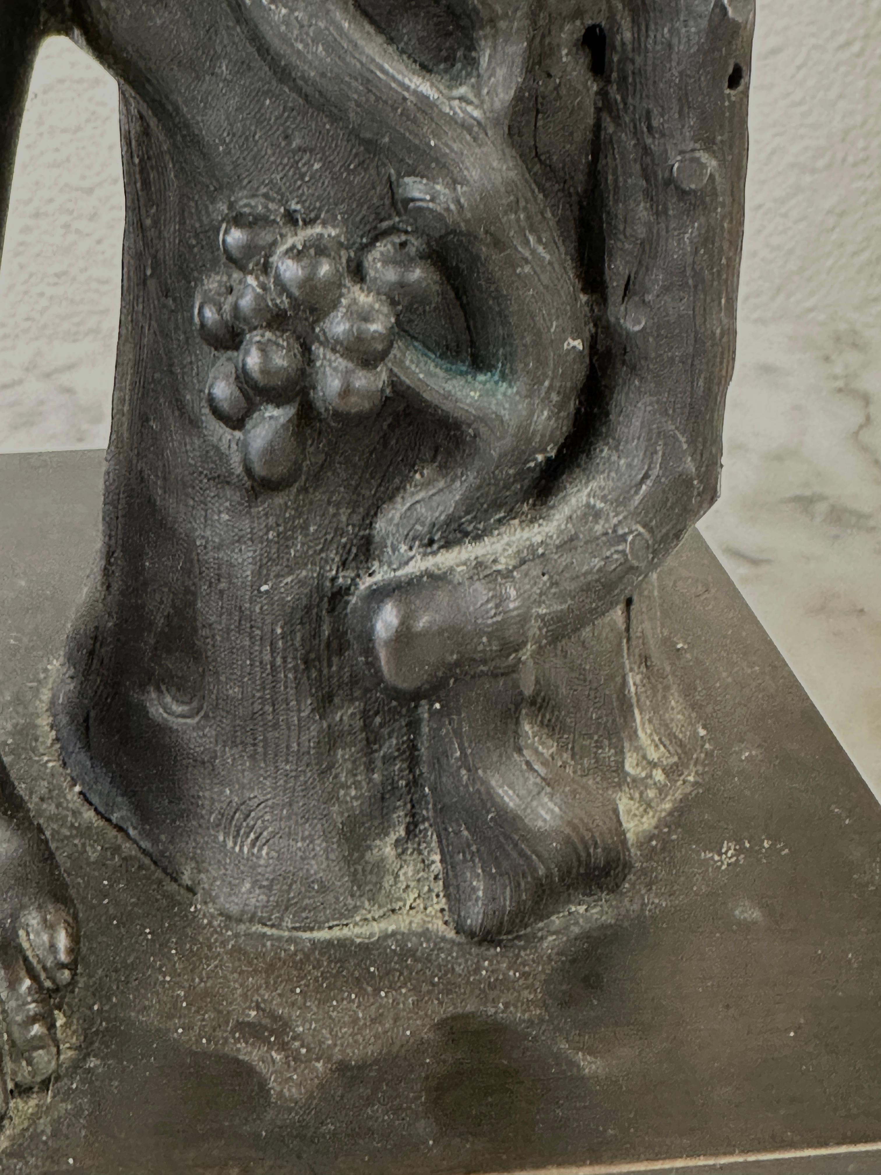 Large Neo Classical Grand Tour Bronze of Satyr and infant Dionysus Bacchus In Good Condition For Sale In Palm Springs, CA