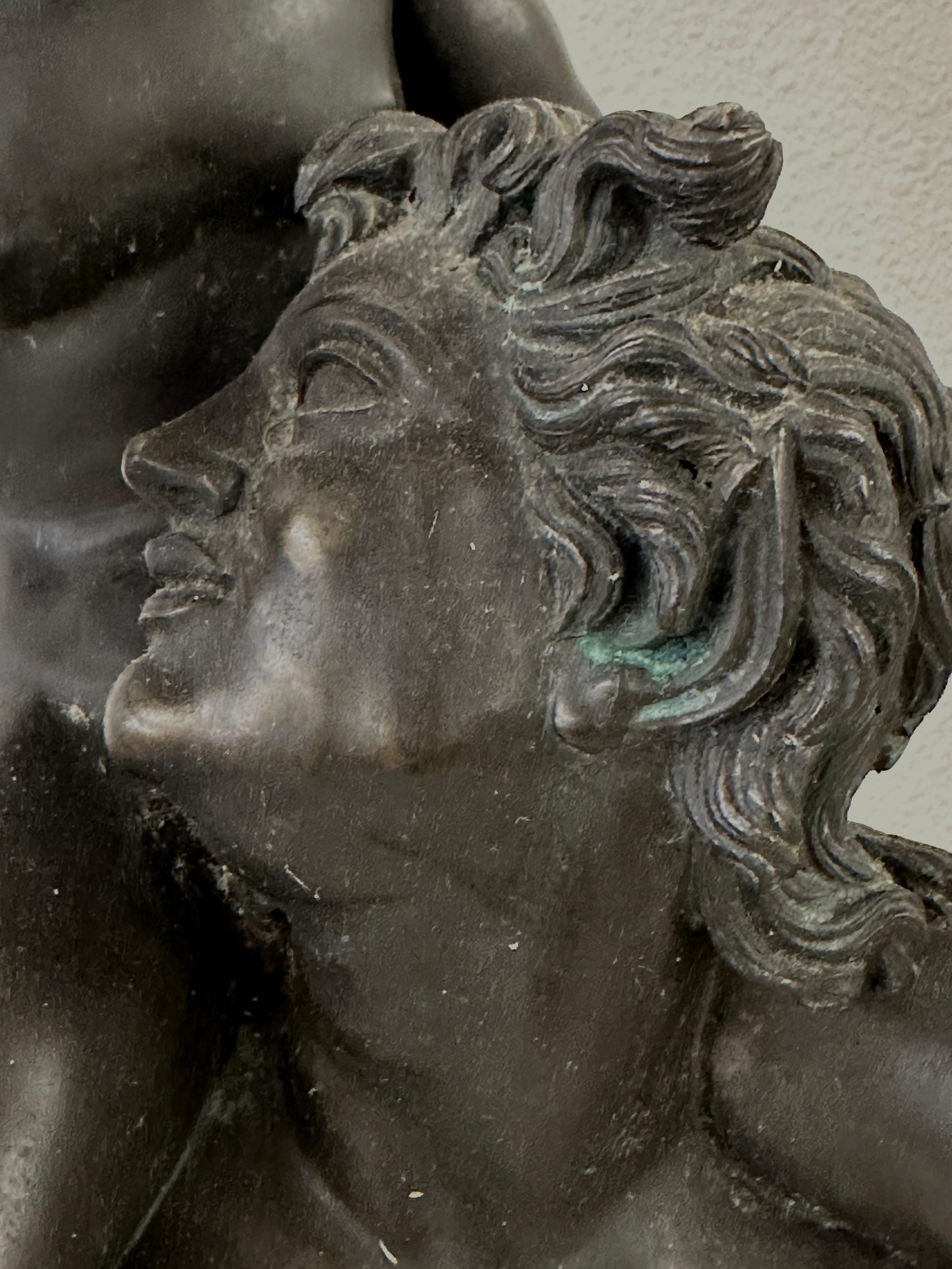 Large Neo Classical Grand Tour Bronze of Satyr and infant Dionysus Bacchus For Sale 1