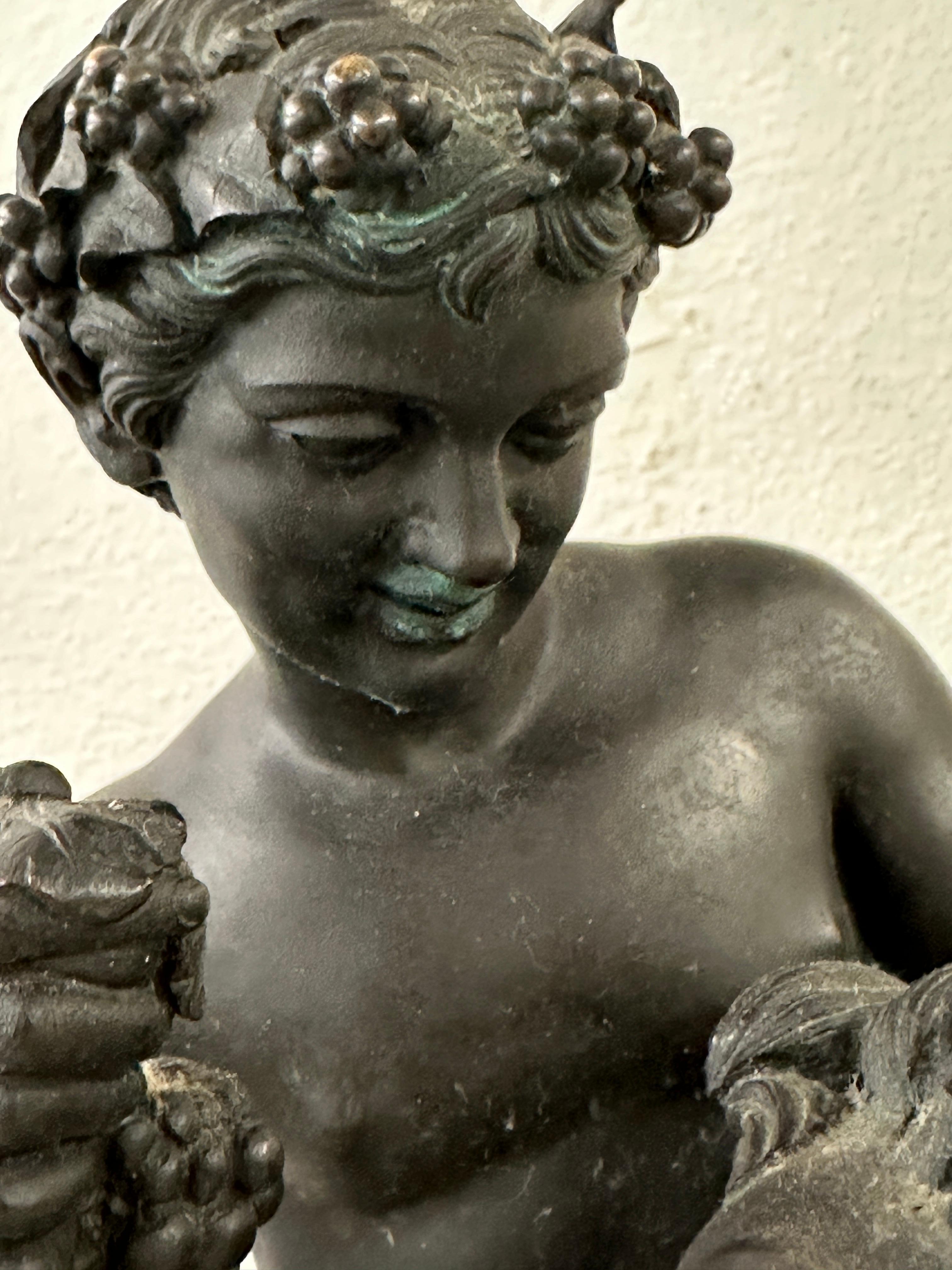 Large Neo Classical Grand Tour Bronze of Satyr and infant Dionysus Bacchus For Sale 2