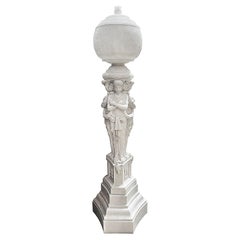 Large Neo-classical revival floor standing Marble lamp, circa 1900