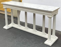 Large Neo-Classical Style White Marble Top Theodore Alexander Console Table