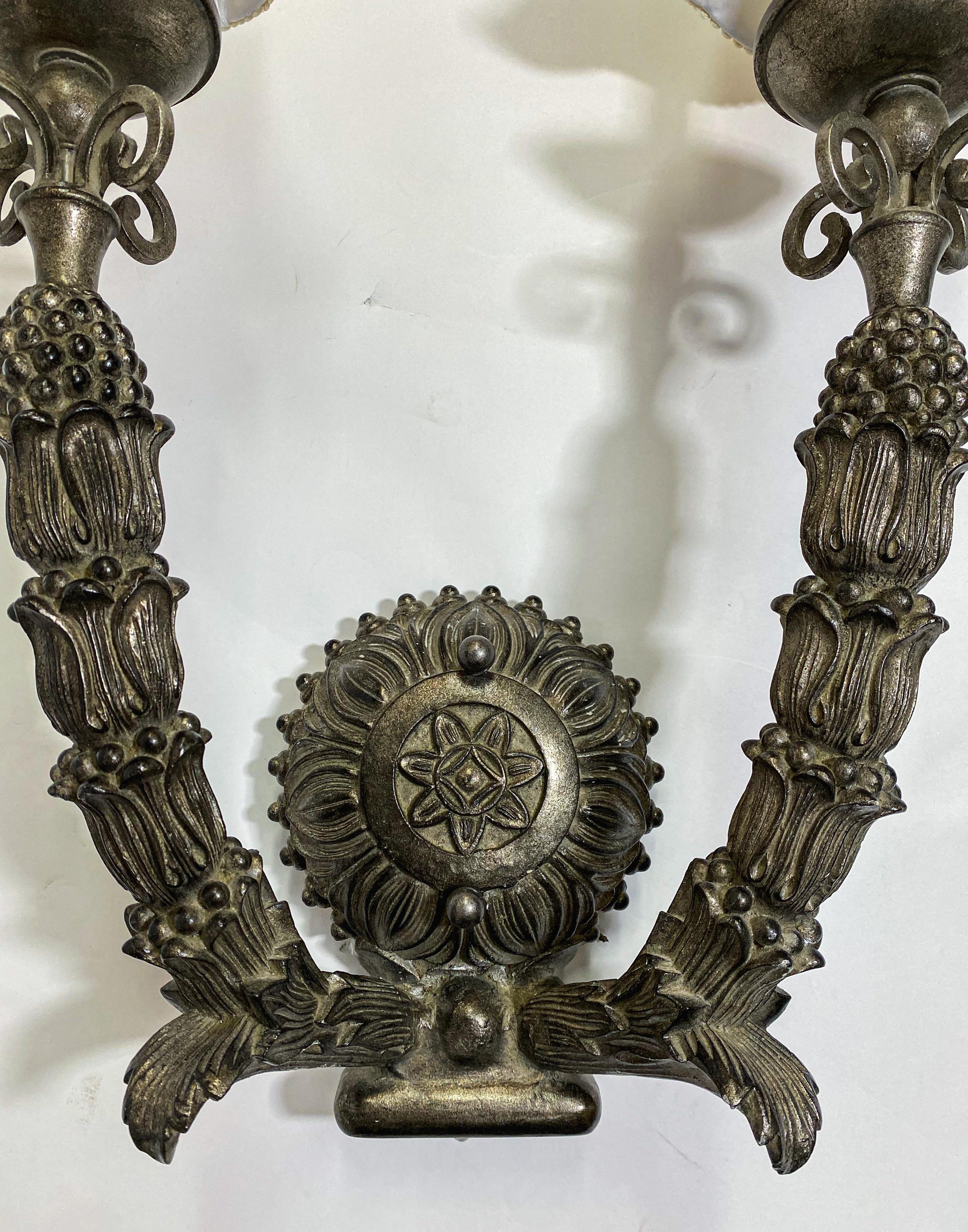 20th Century Large Neo Gothic Style Cast Iron Two Arms Wall Sconce For Sale