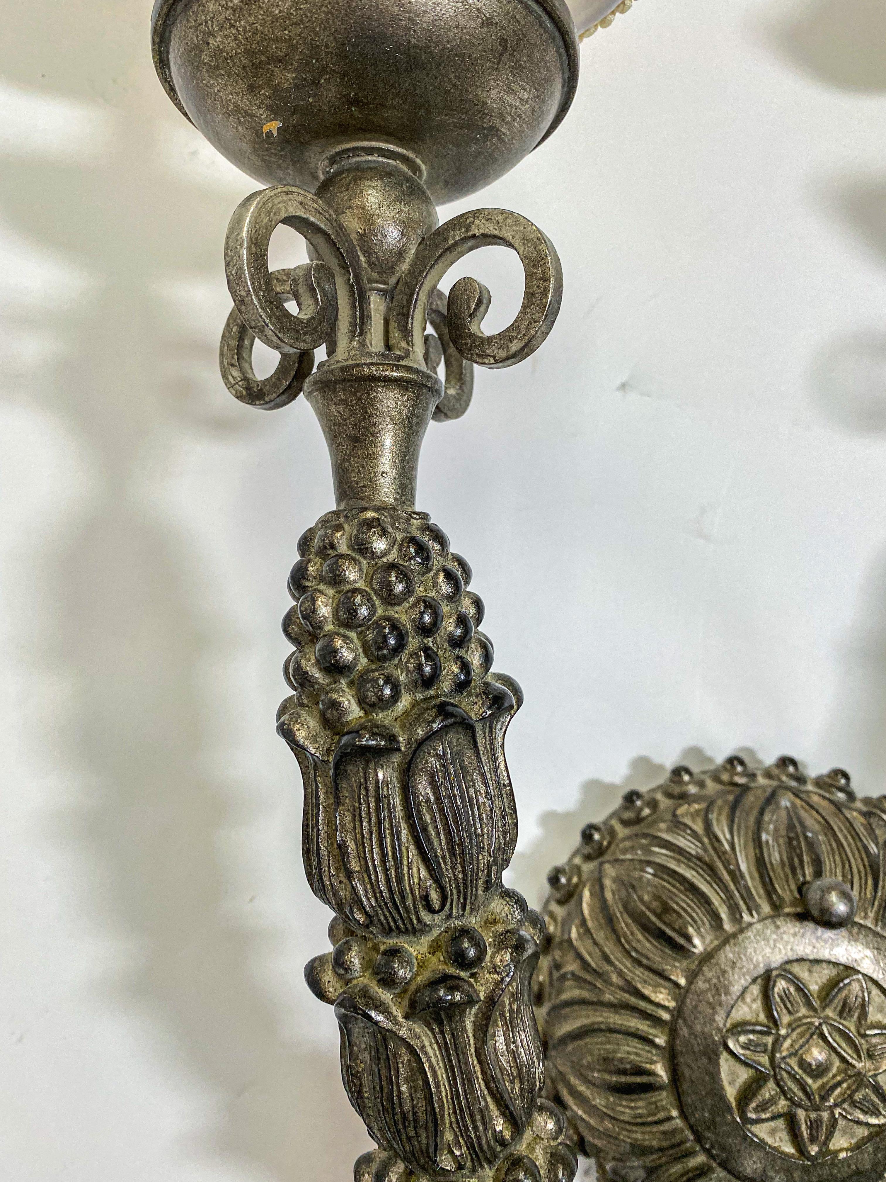 Large Neo Gothic Style Cast Iron Two Arms Wall Sconce For Sale 3