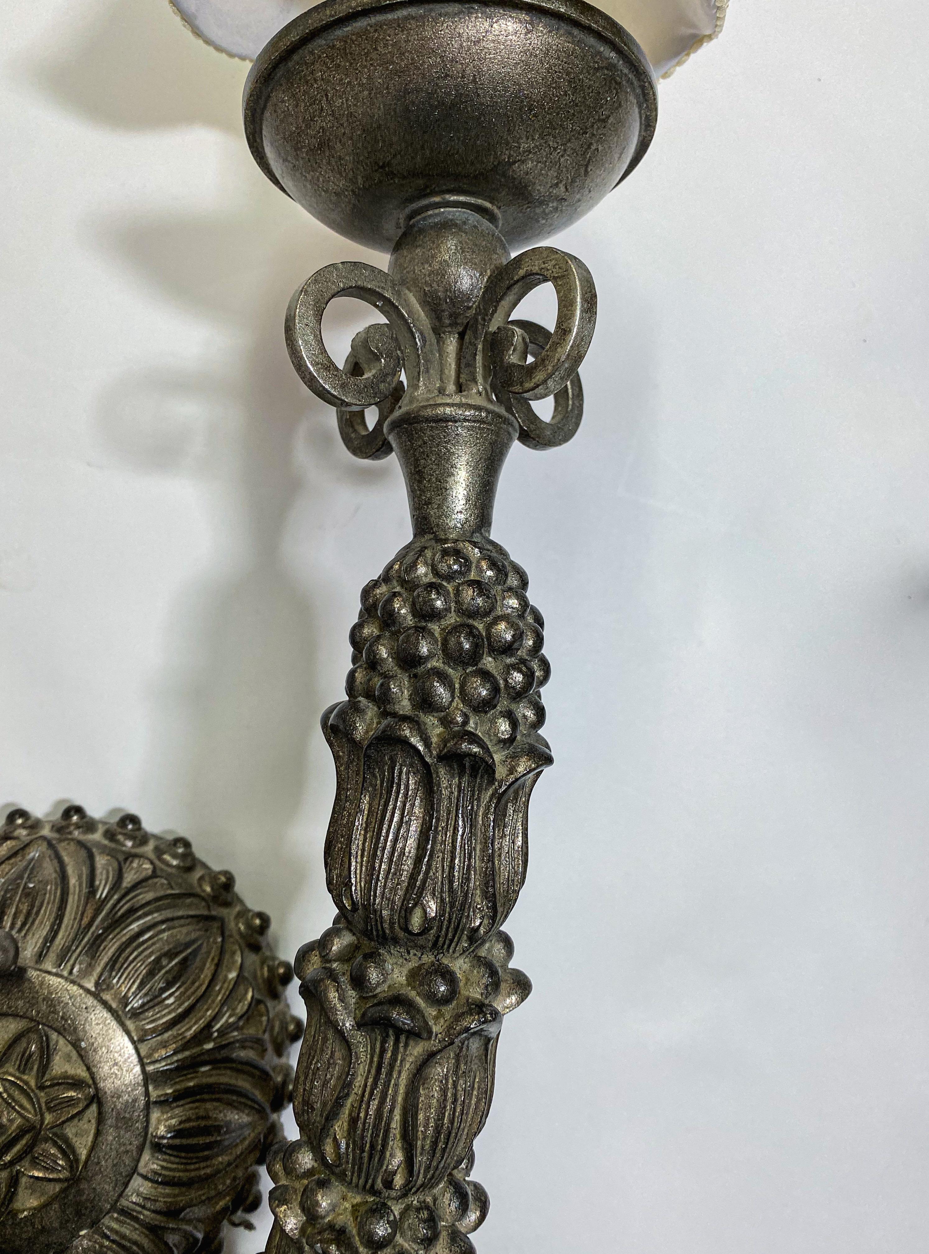 Large Neo Gothic Style Cast Iron Two Arms Wall Sconce For Sale 5