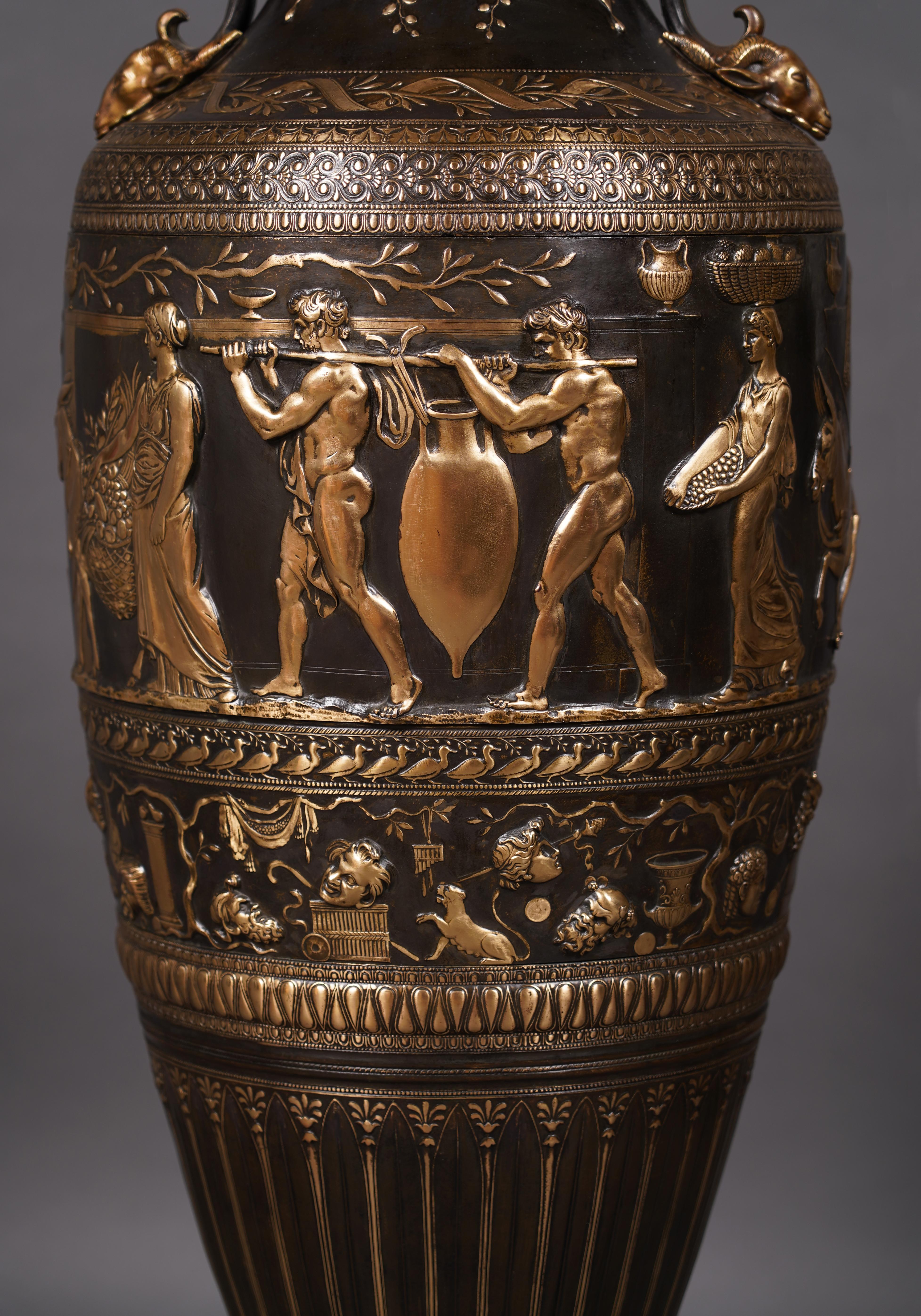 Patinated Large Neo-Greek Vase by F. Levillain & F. Barbedienne, France, circa 1890 For Sale