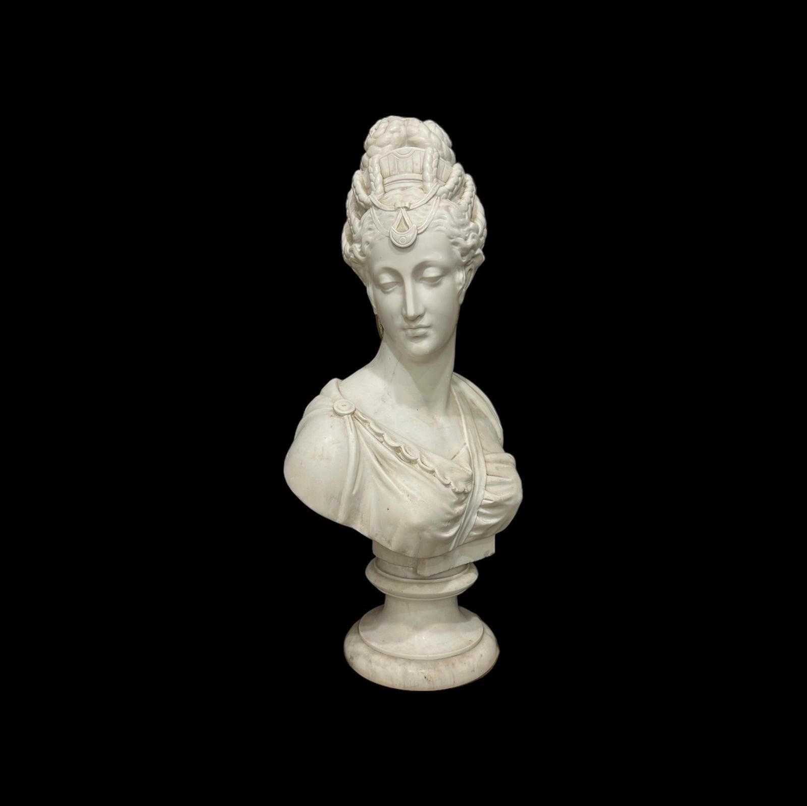 Intagliato Grande busto neorinascimentale in marmo del XIX secolo. in vendita
