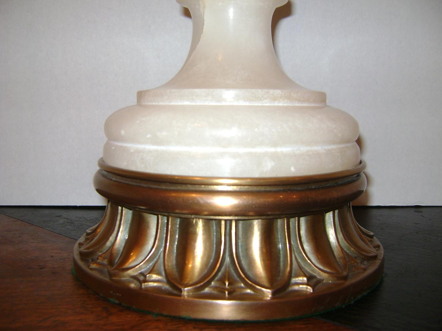 Hand-Carved Large Neoclassic Alabaster Lamps For Sale