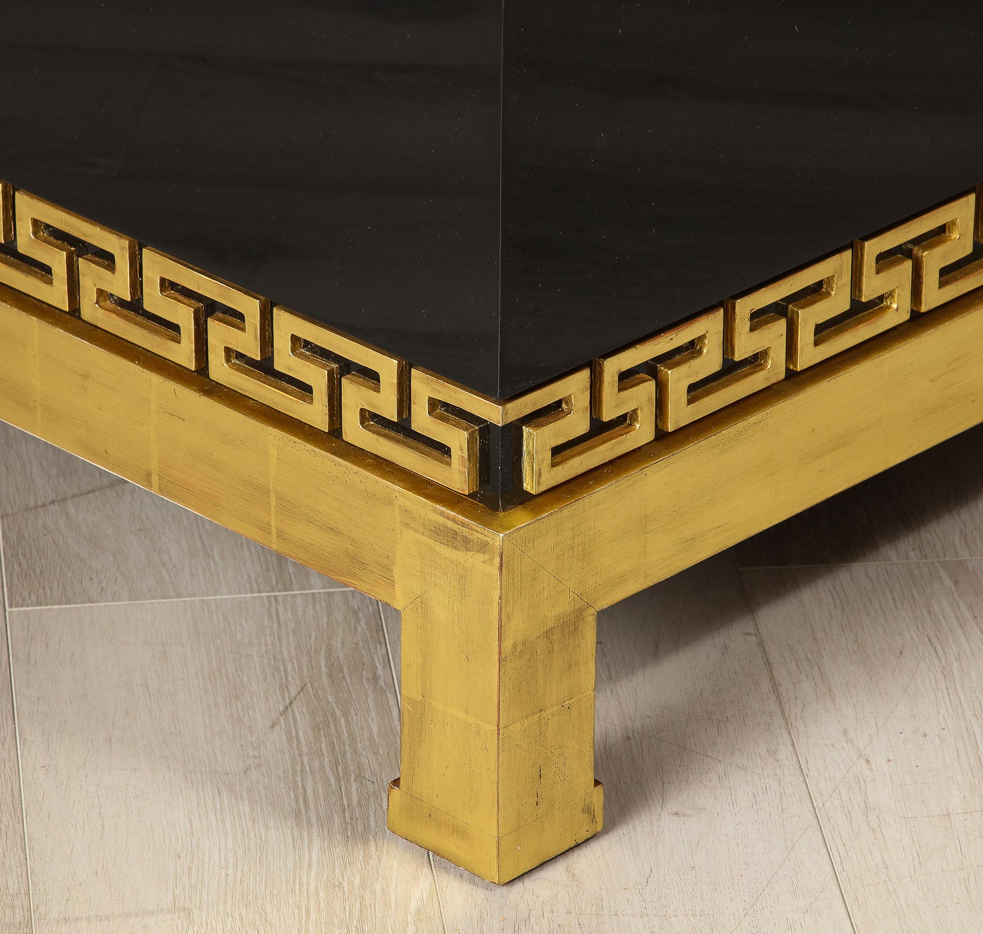 Contemporary Large Neoclassic Lacquer and Giltwood Coffee Table For Sale