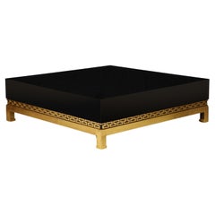 Large Neoclassic Lacquer and Giltwood Coffee Table