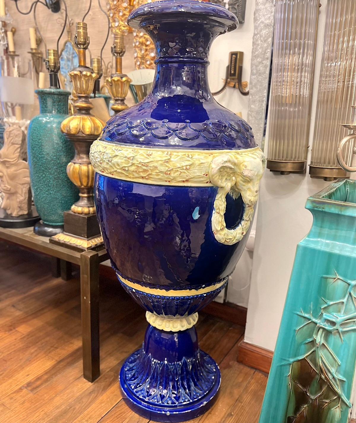 Large Neoclassic Vase on Stand For Sale 1