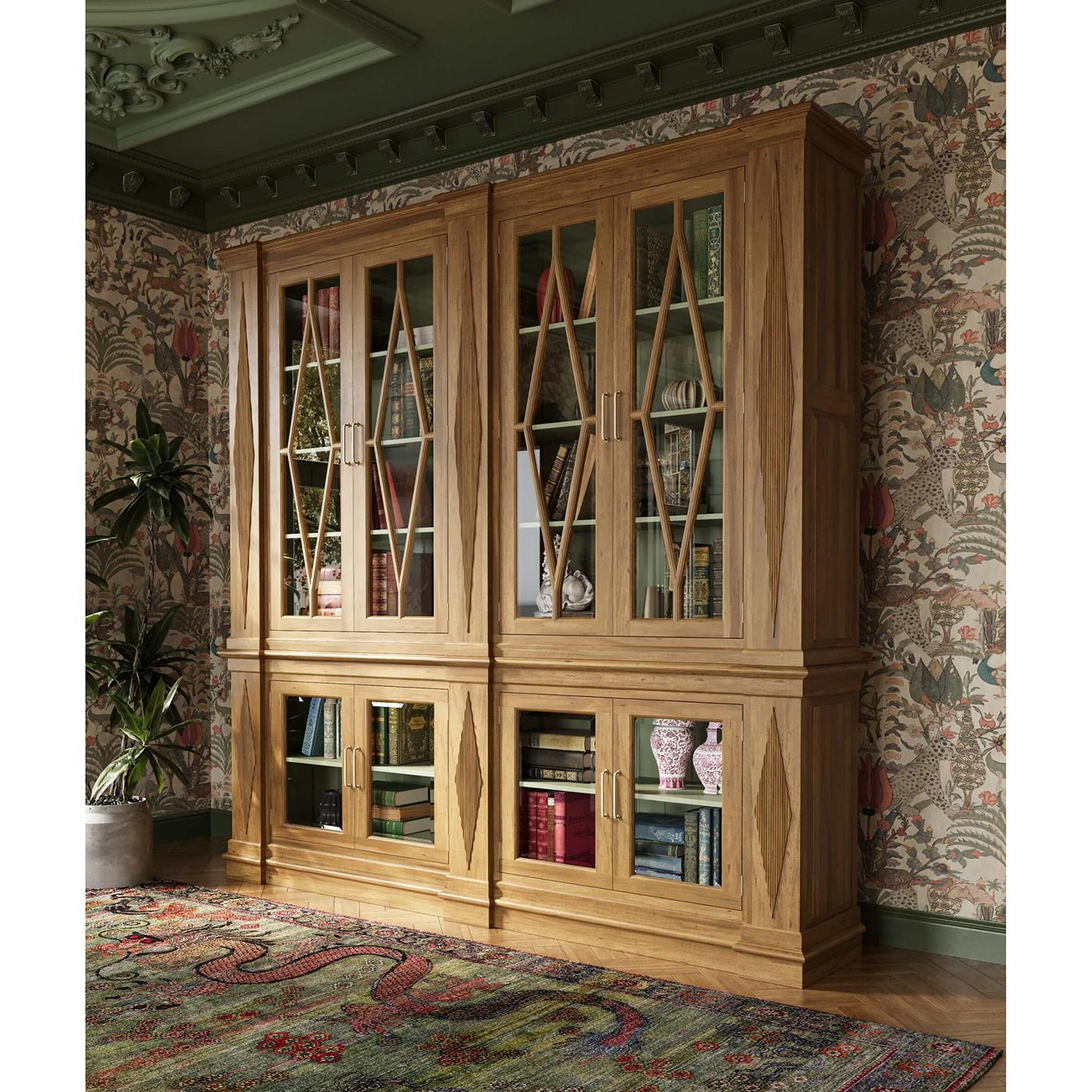 Grande libreria neoclassica in legno in vendita 2