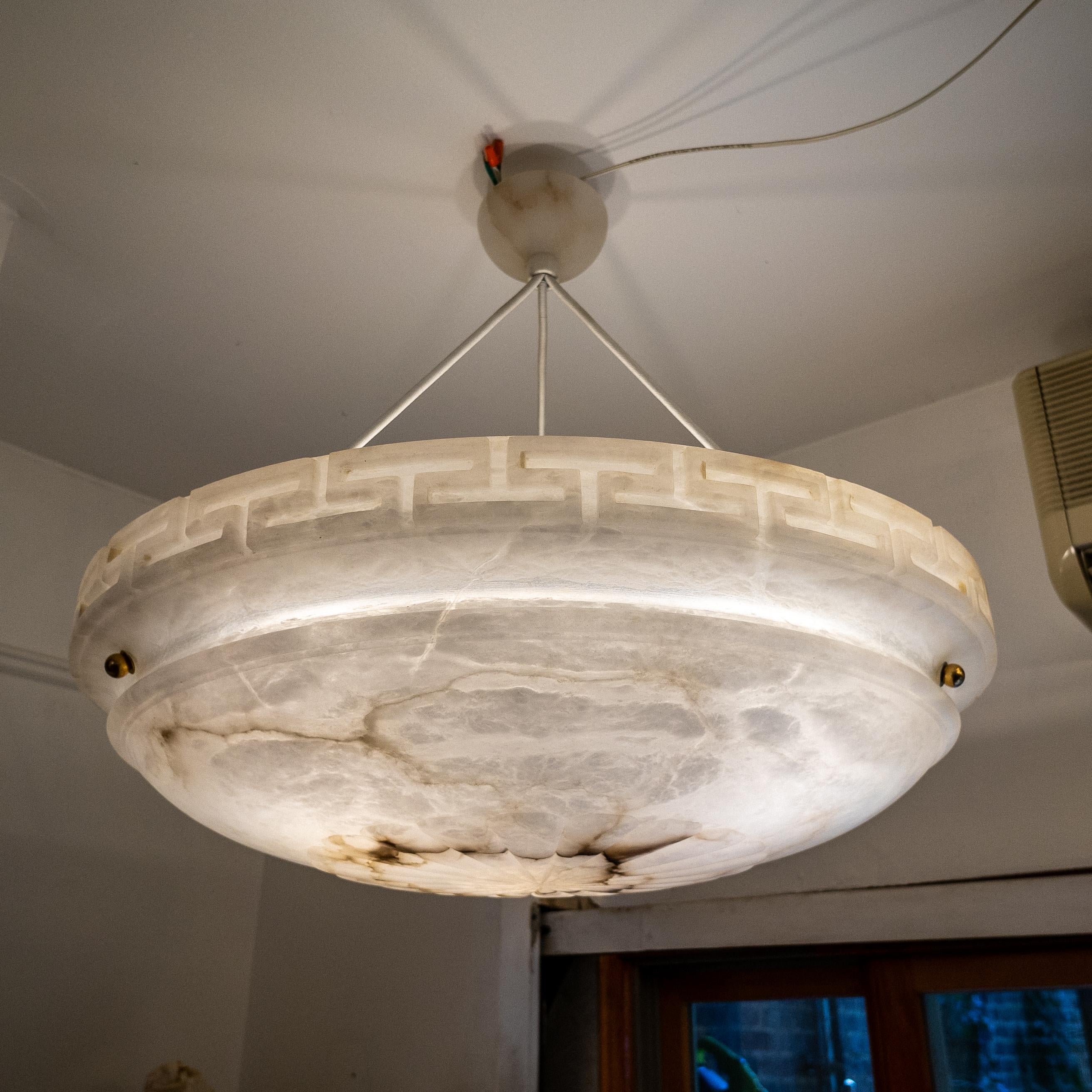 Swedish Large Neoclassical Alabaster Pendant For Sale