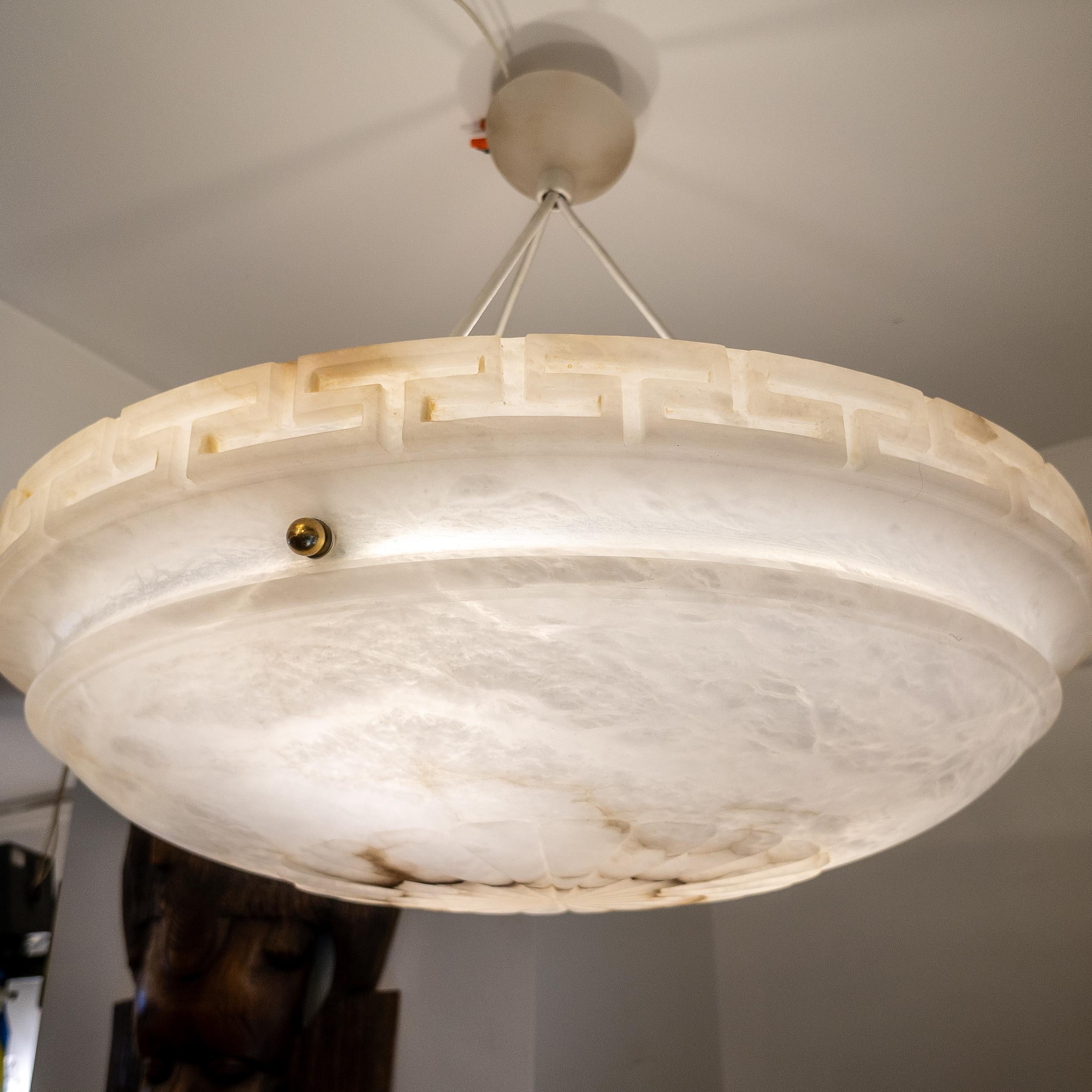 20th Century Large Neoclassical Alabaster Pendant For Sale