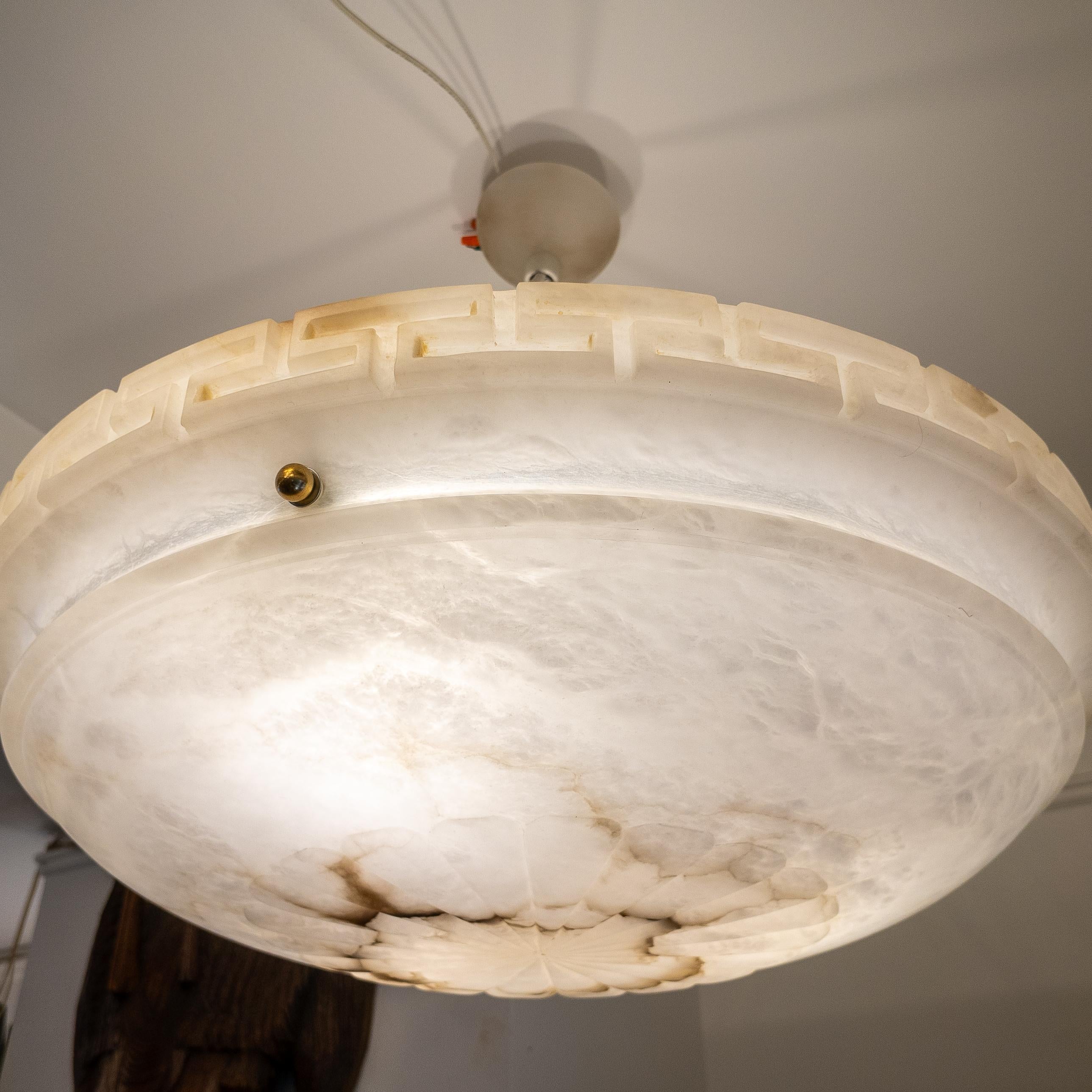 Large Neoclassical Alabaster Pendant For Sale 1