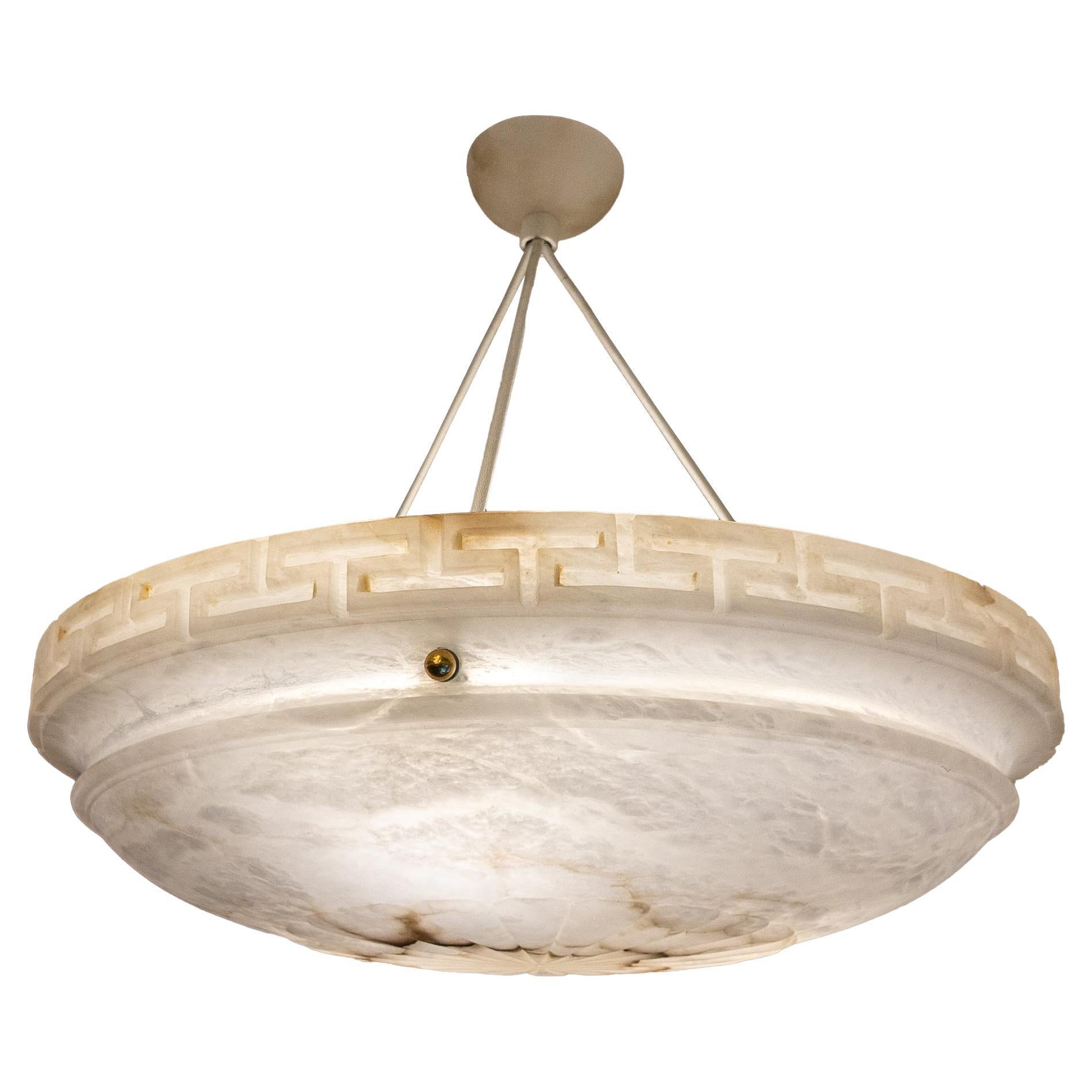 Large Neoclassical Alabaster Pendant For Sale