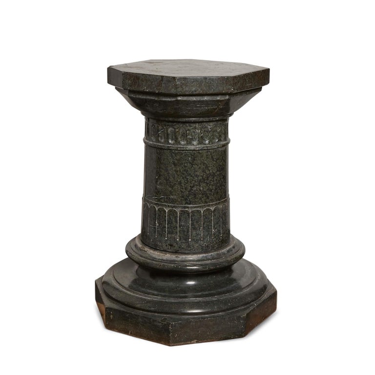 Large Neoclassical Black Marble Pedestal For Sale at 1stDibs