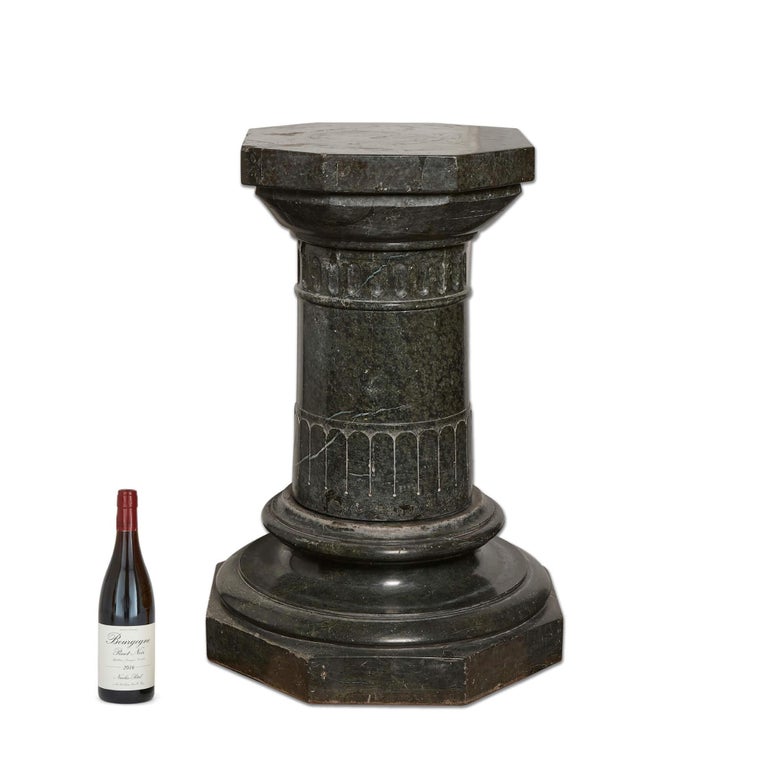Large Neoclassical Black Marble Pedestal For Sale at 1stDibs