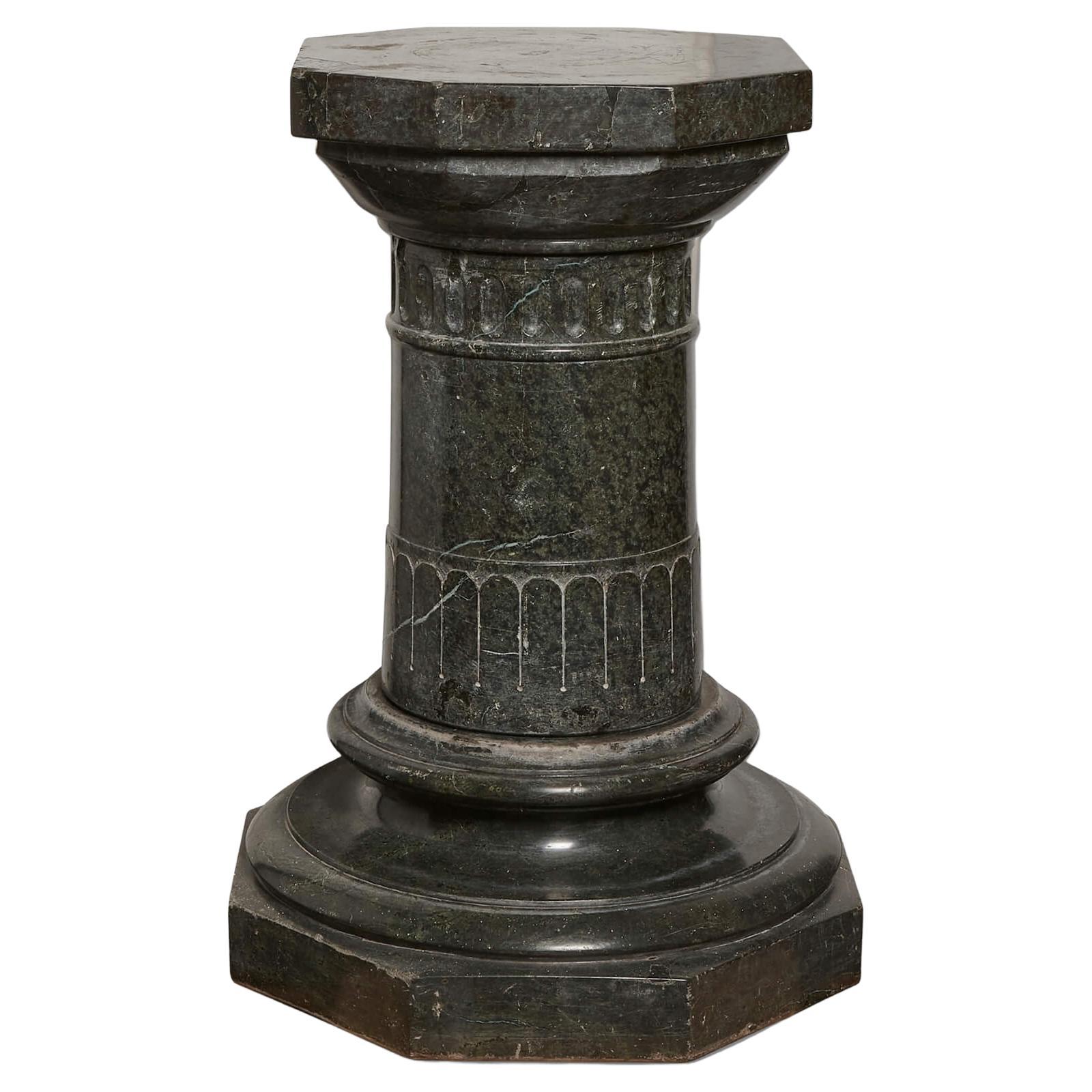 Large Neoclassical Black Marble Pedestal