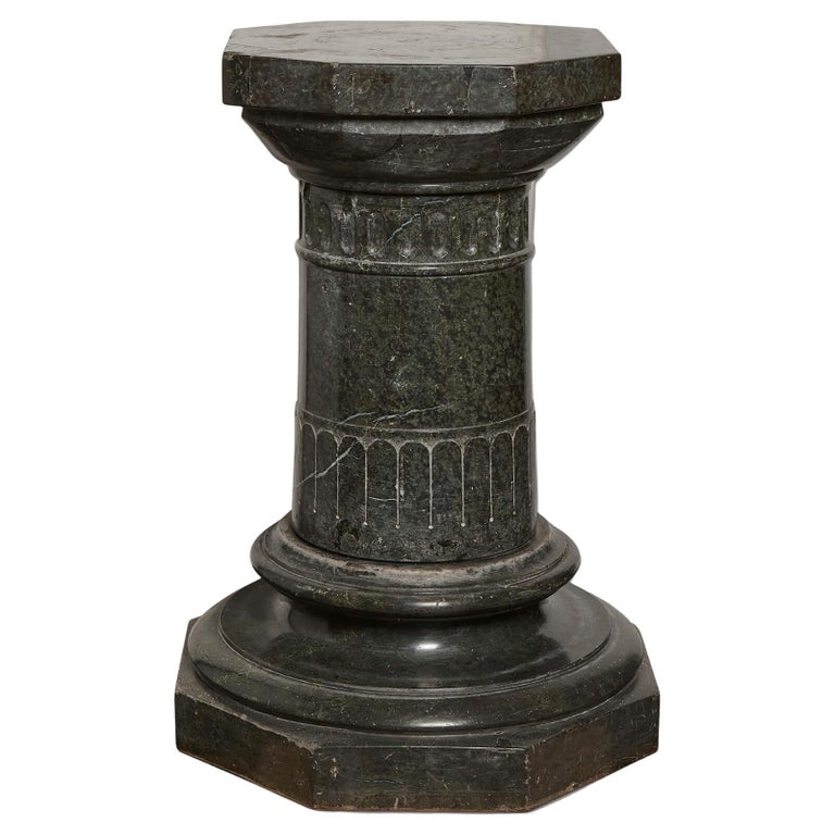 Large Neoclassical Black Marble Pedestal For Sale at 1stDibs