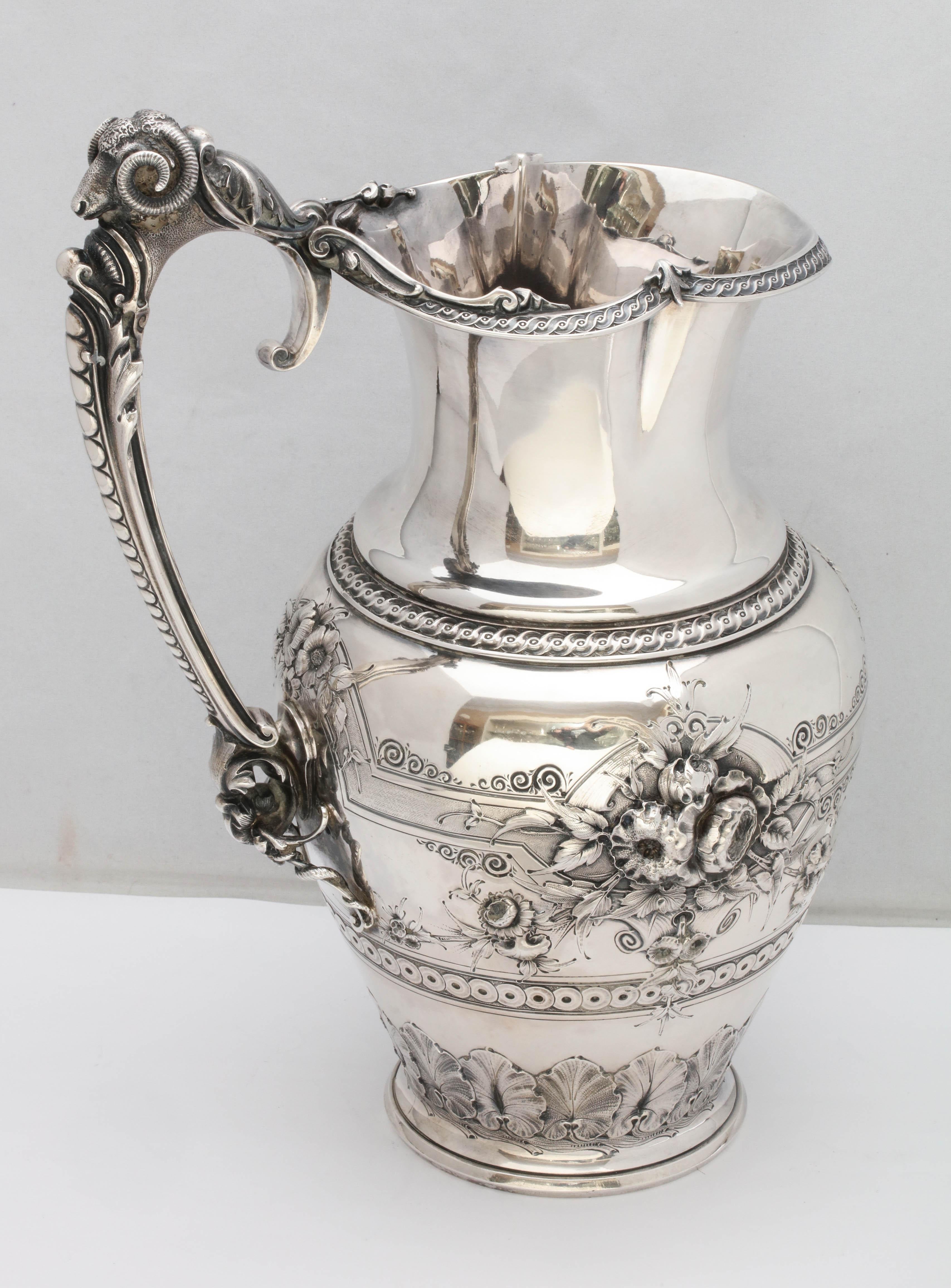 Large Neoclassical Coin Silver Pitcher by Gorham In Excellent Condition In New York, NY