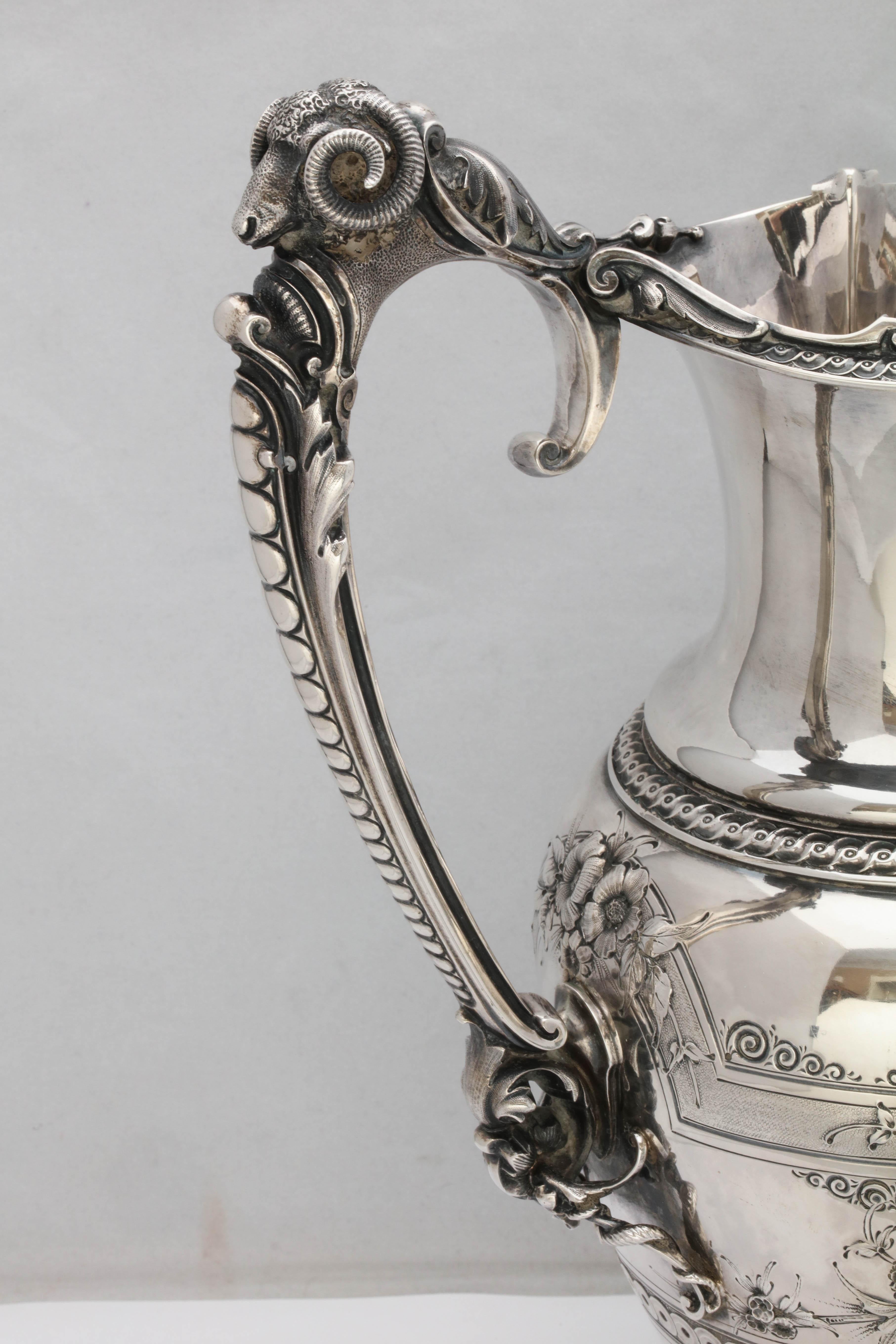 Mid-19th Century Large Neoclassical Coin Silver Pitcher by Gorham