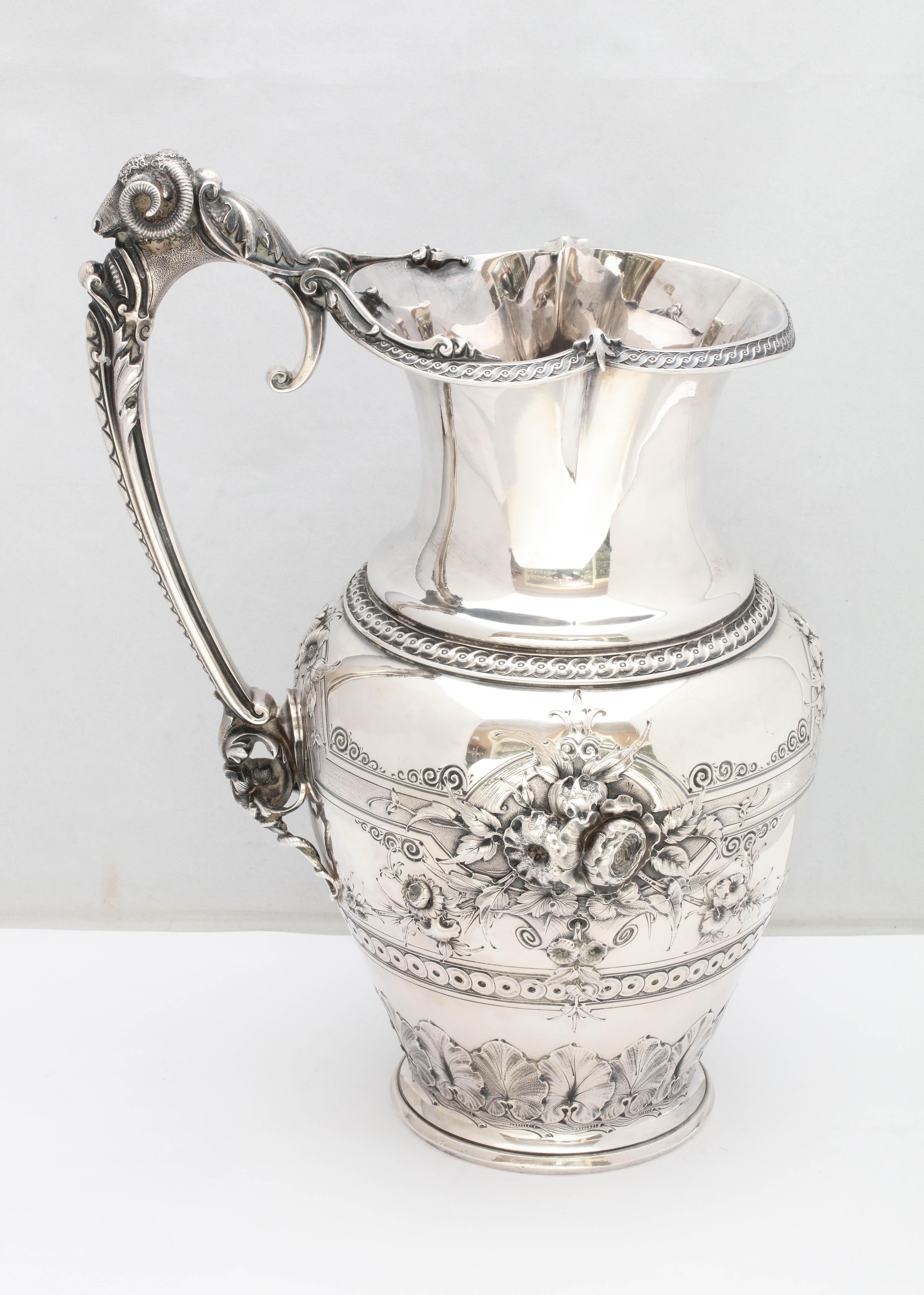 Large Neoclassical Coin Silver Pitcher by Gorham 1