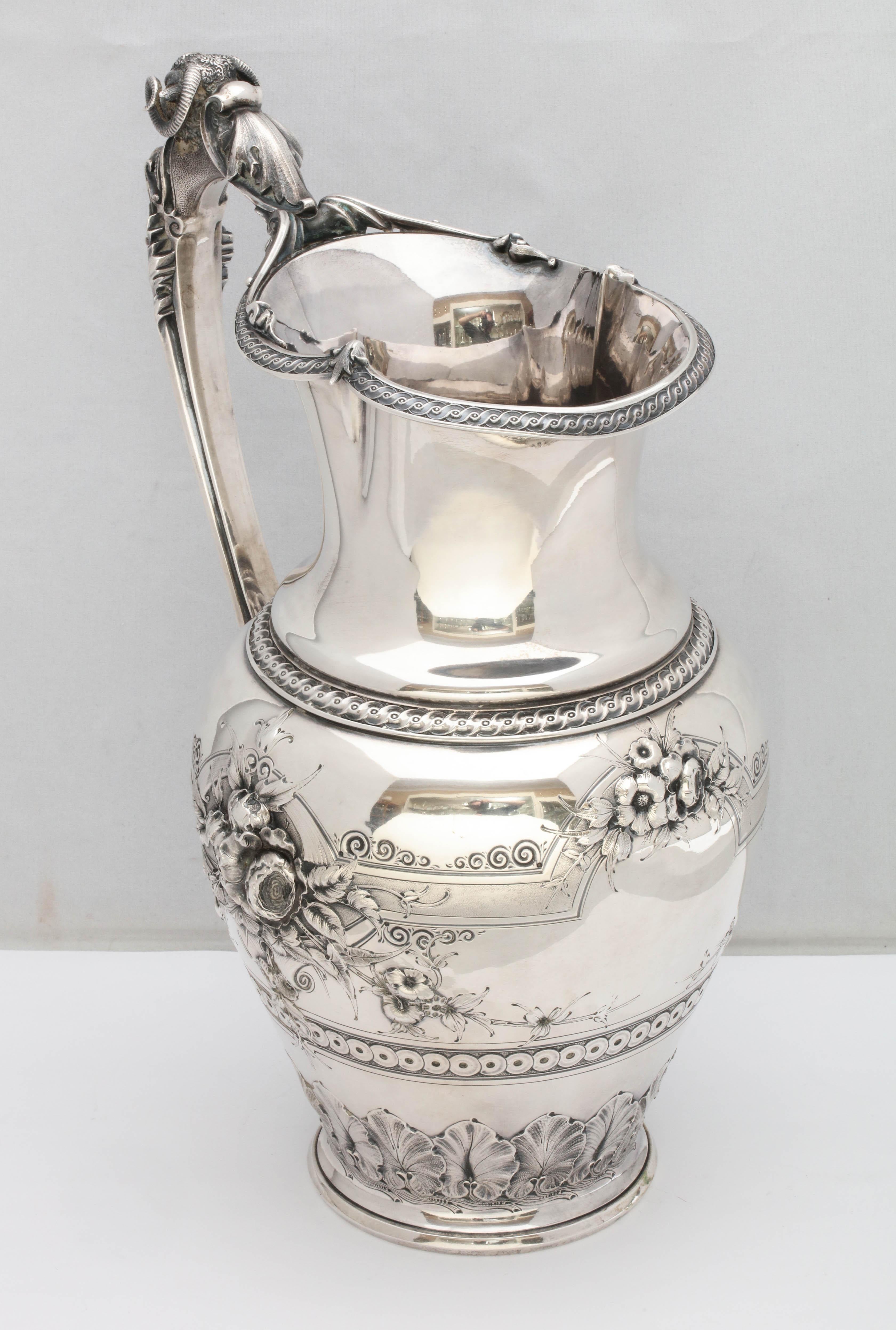 Large Neoclassical Coin Silver Pitcher by Gorham 3