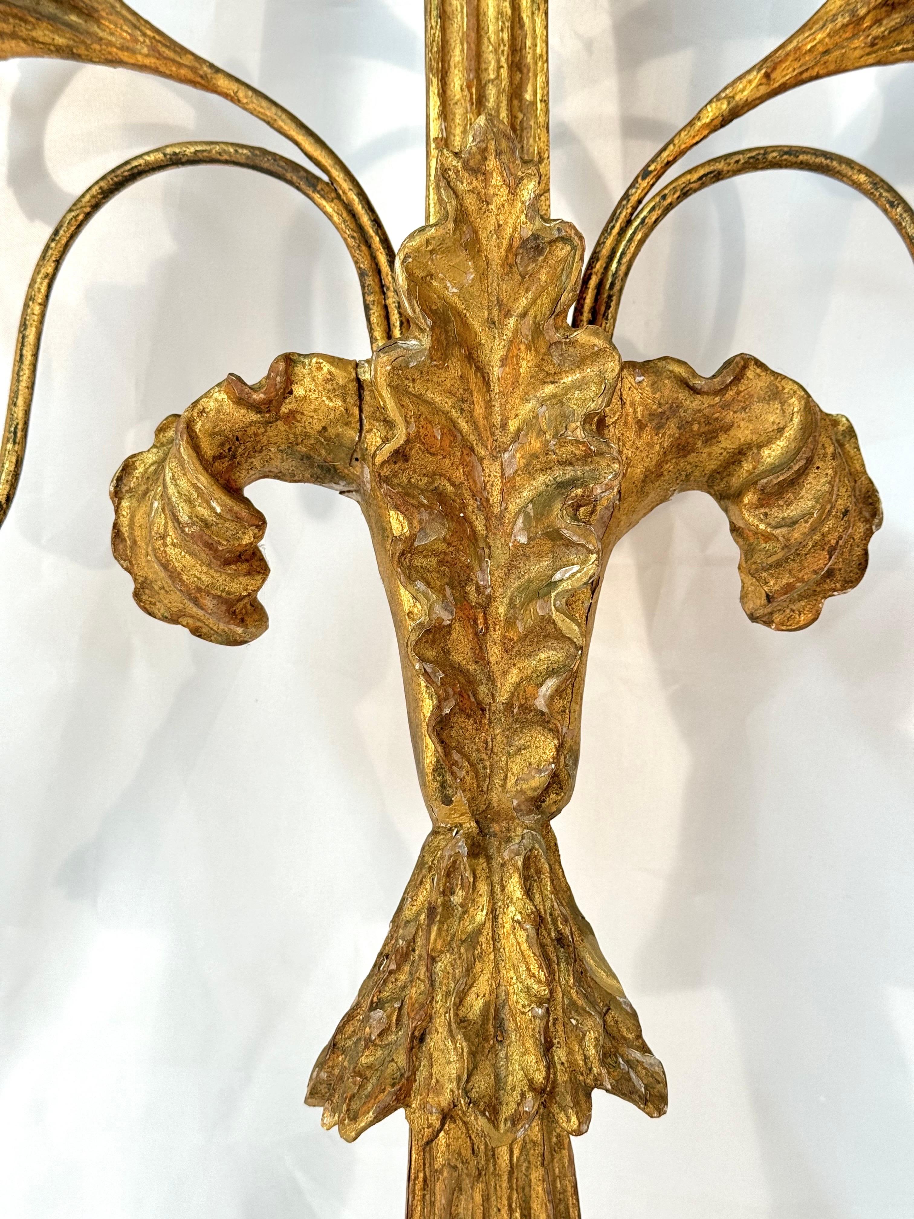 Large Neoclassical Gilt Wooden Eagle Sconce For Sale 5