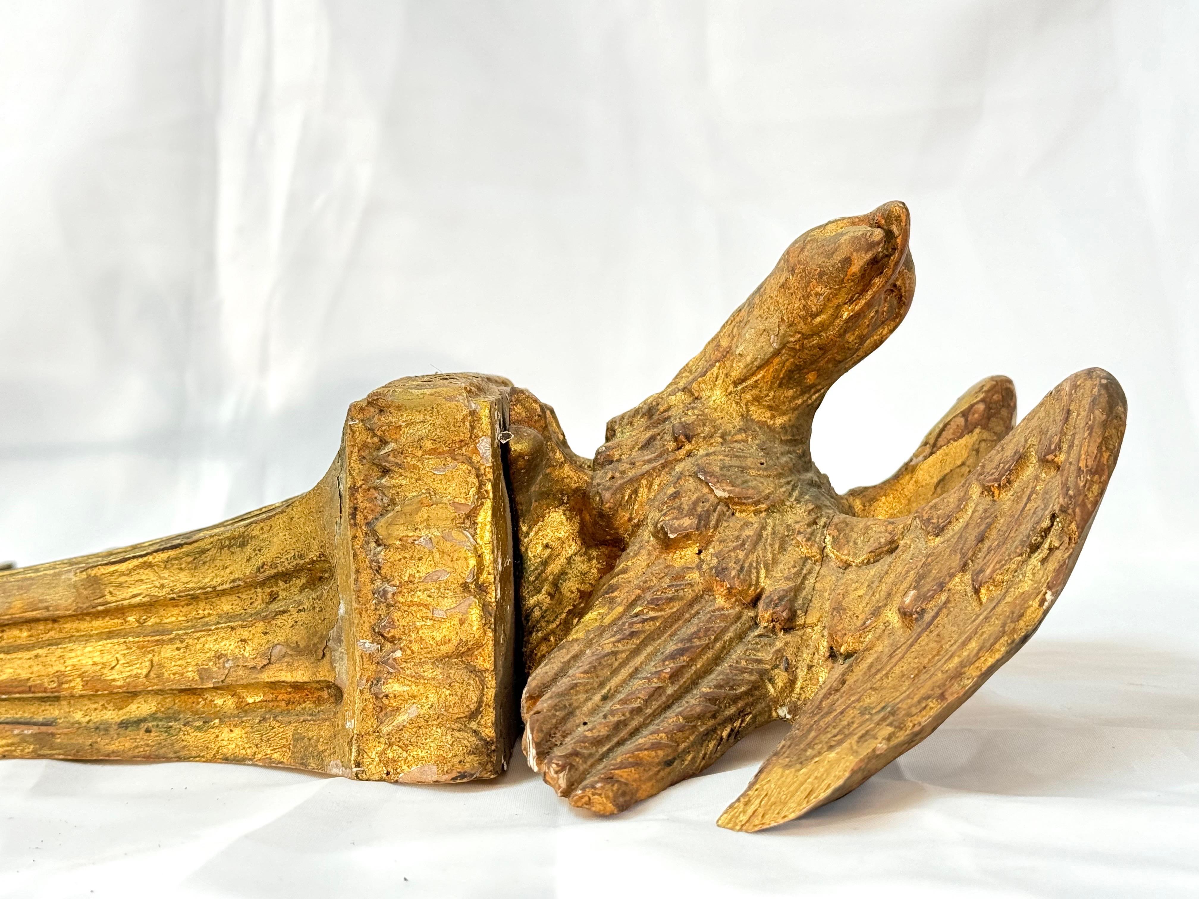 Large Neoclassical Gilt Wooden Eagle Sconce For Sale 9
