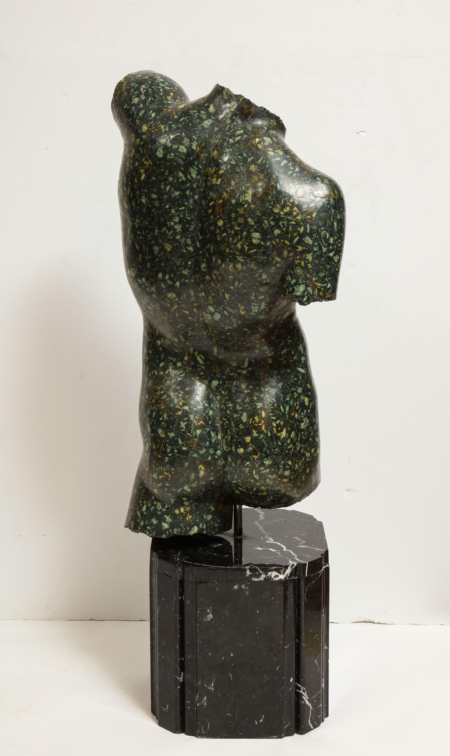 Large Neoclassical Italian Green Porphyry Veneered Male Torso, After the Antique 5